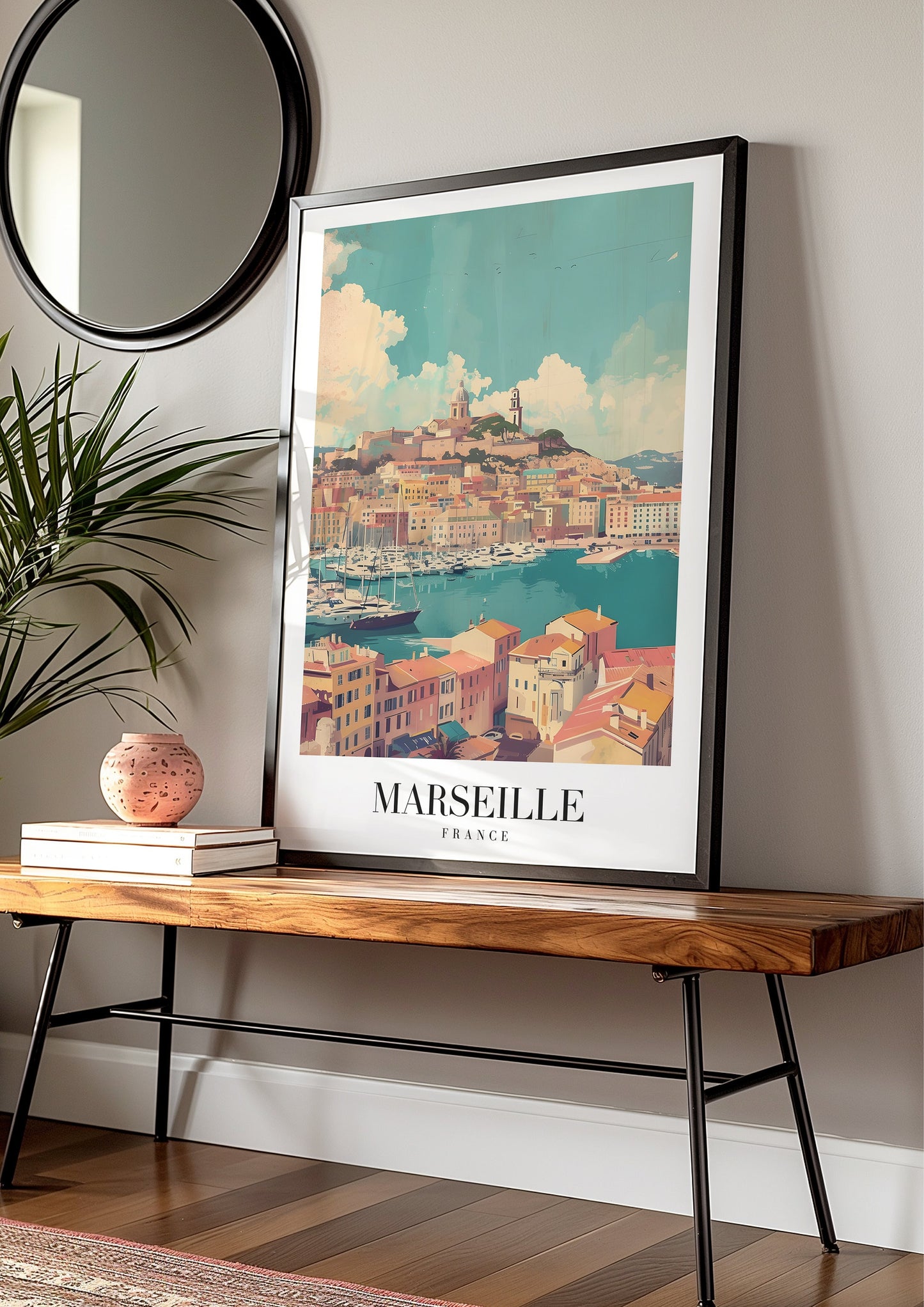 Marseille City Poster, France Travel Print, Coastal Wall Art, Mediterranean Landscape Decor, French Cityscape Poster, City Poster, Poster