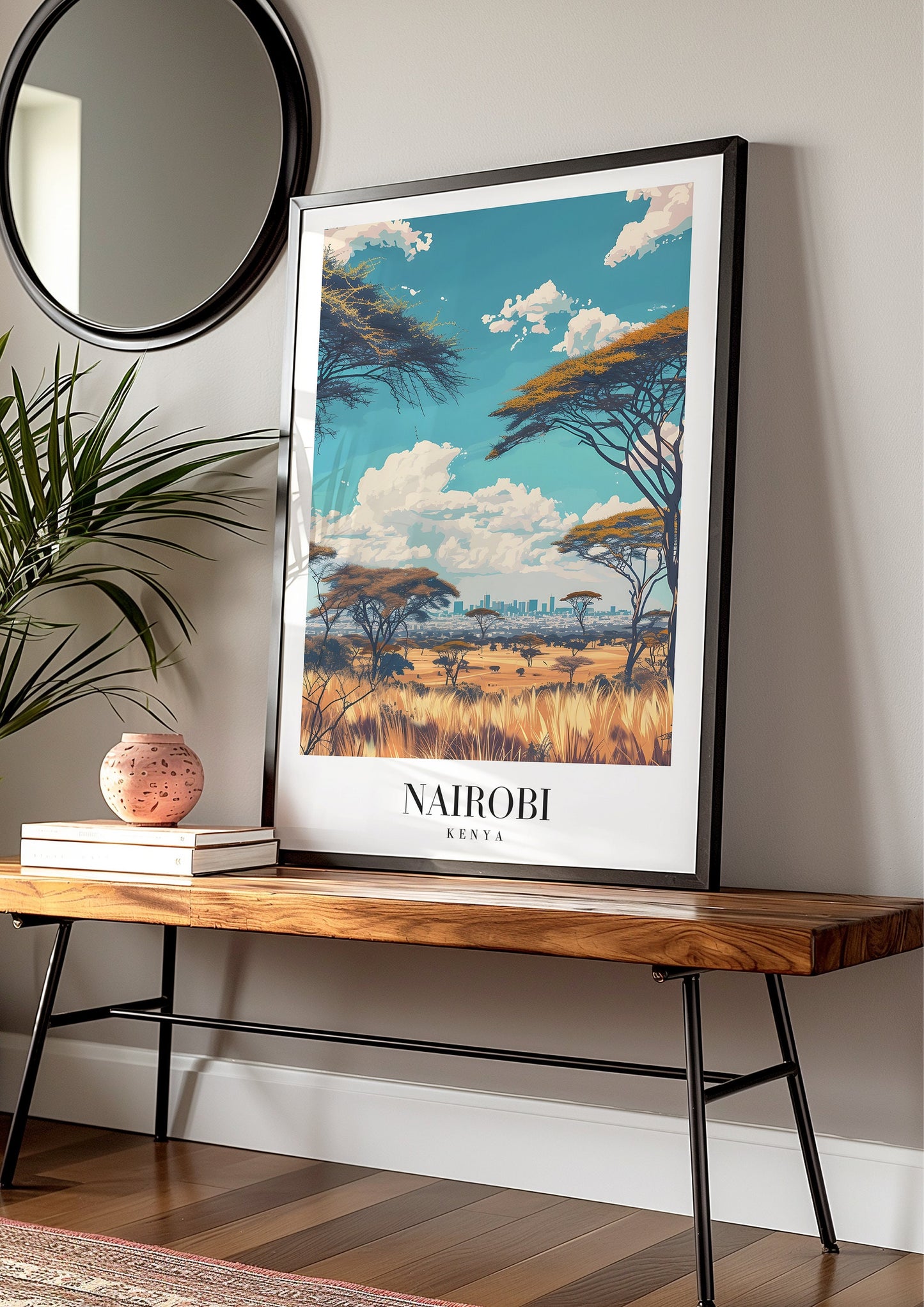 Nairobi City Poster, Kenya Travel Print, African Savanna Art, Nairobi Skyline Wall Decor, Safari Landscape Poster, Kenya Nature Print