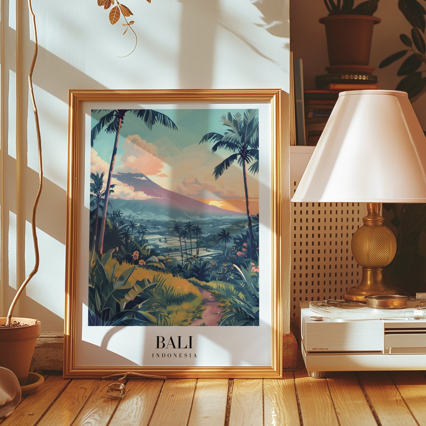 Bali Poster, Indonesia Travel Print, Tropical Landscape Art, Bali Volcano Wall Decor, Sunset in Bali, Exotic Nature Print, City Poster, Art
