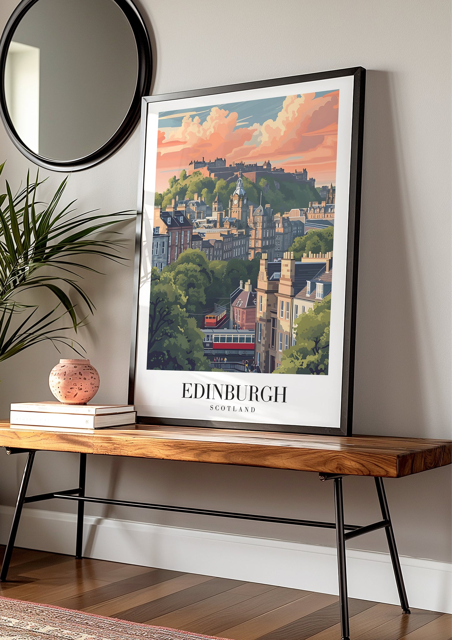 Edinburgh Poster, Scotland Travel Art, Historic Edinburgh City Print, Edinburgh Castle Wall Decor, Sunset Over Edinburgh, Cityscape Art