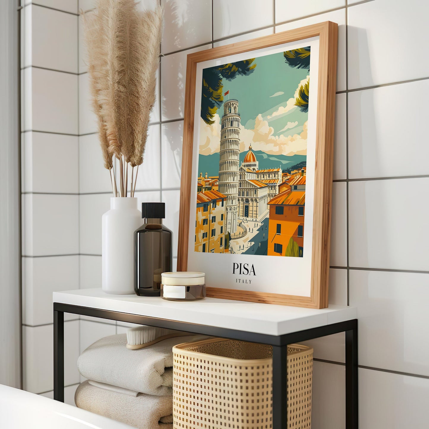 Pisa Poster, Italy Travel Art, Leaning Tower of Pisa Print, Italian Landmark Wall Decor, Pisa Cityscape, Italy Architecture Art, City Poster