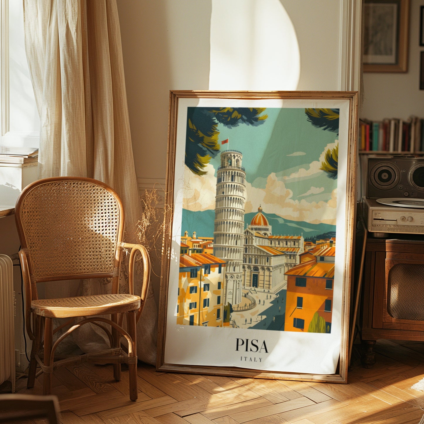Pisa Poster, Italy Travel Art, Leaning Tower of Pisa Print, Italian Landmark Wall Decor, Pisa Cityscape, Italy Architecture Art, City Poster