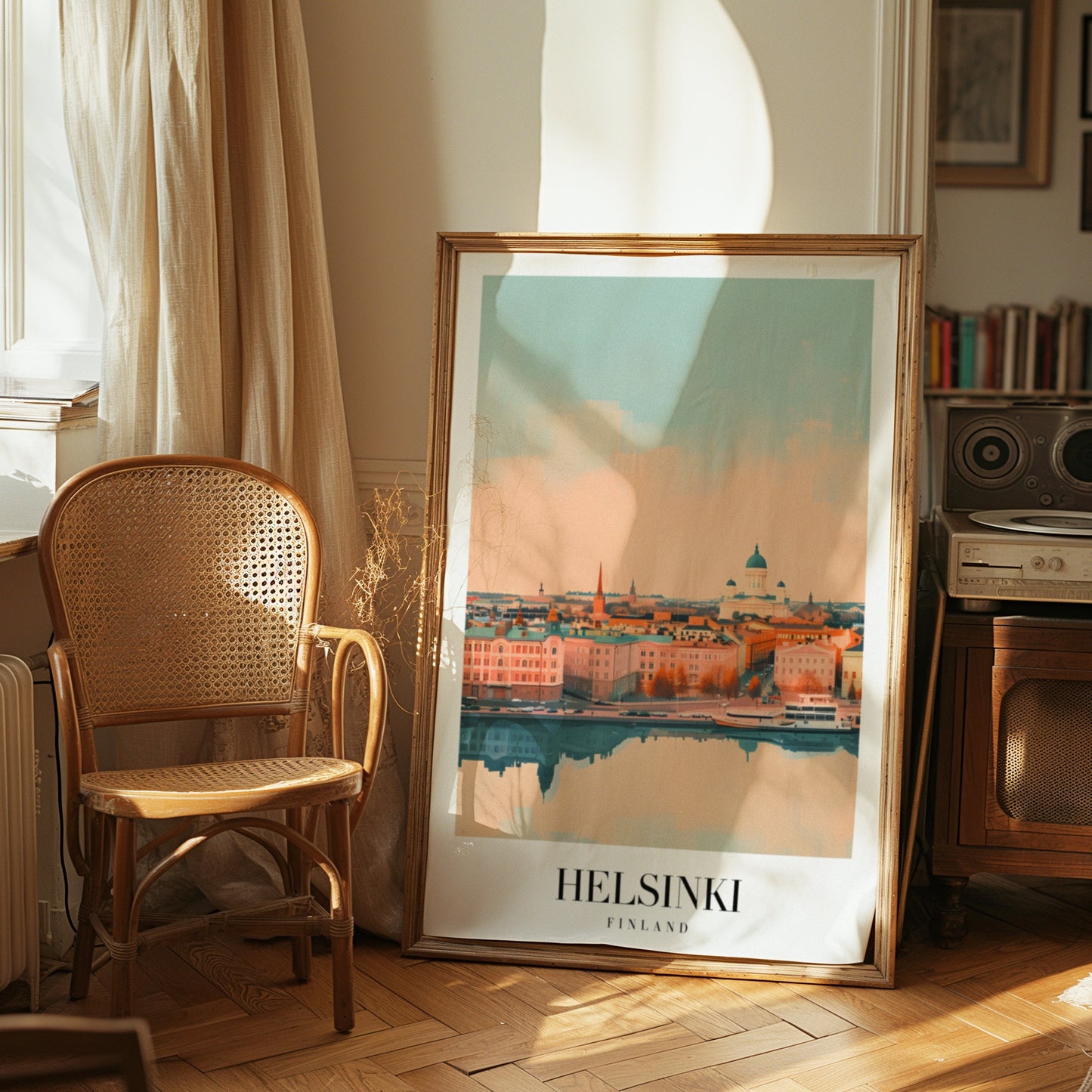 Helsinki Poster, Finland Travel Art, Helsinki Cityscape Print, Finnish Landmark Wall Decor, Helsinki Skyline, Finland Architecture Art, Art