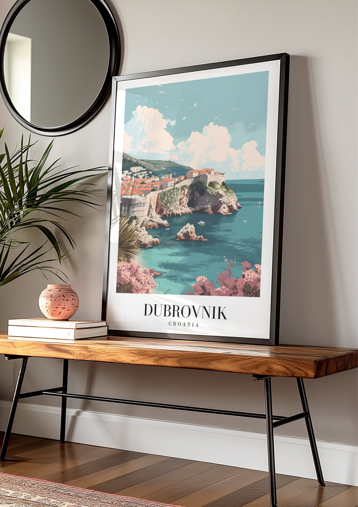 Dubrovnik City Poster, Croatia Coastline Wall Art, Mediterranean Scenic Print, Old Town Dubrovnik Art, Adriatic Coast Poster, Croatia Print