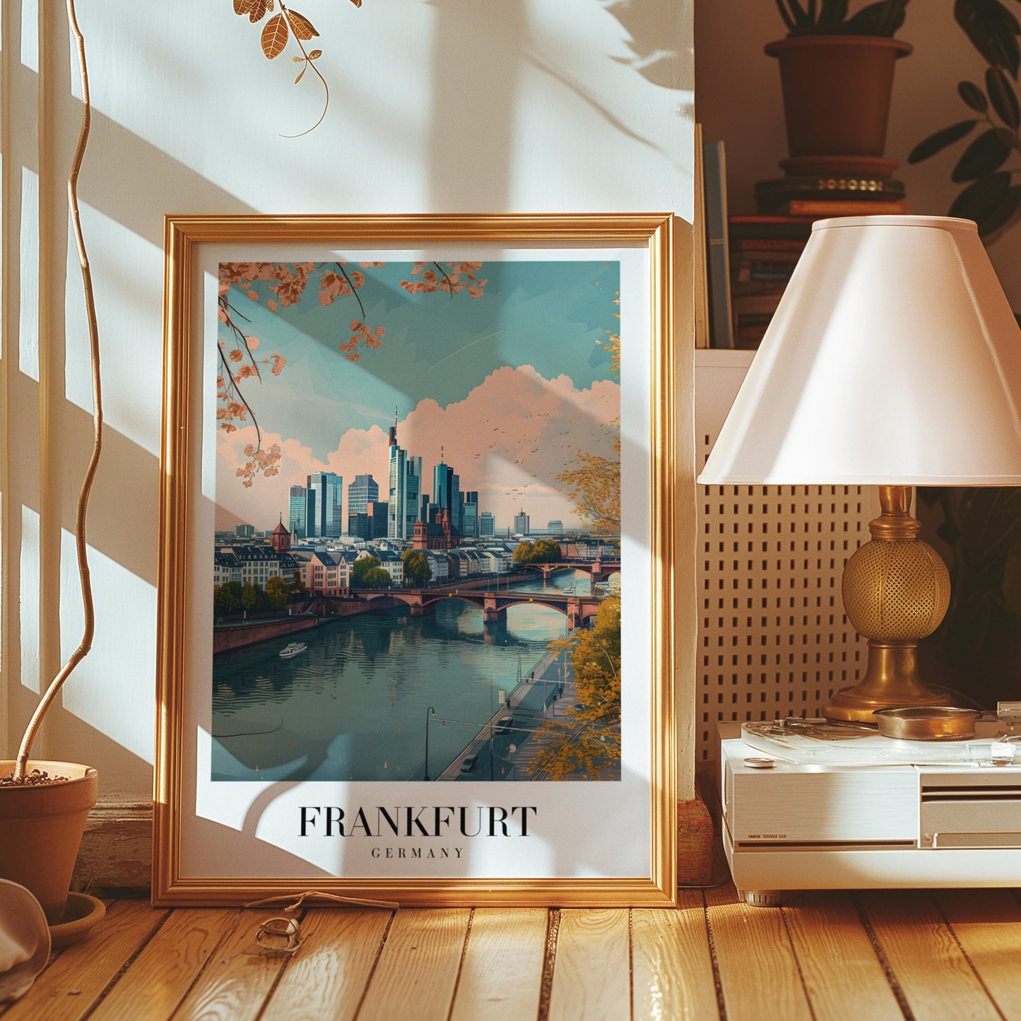 Frankfurt City Poster, Germany Skyline Wall Art, European Cityscape Print, Modern Frankfurt Art, River Main Decor, German Architect Poster