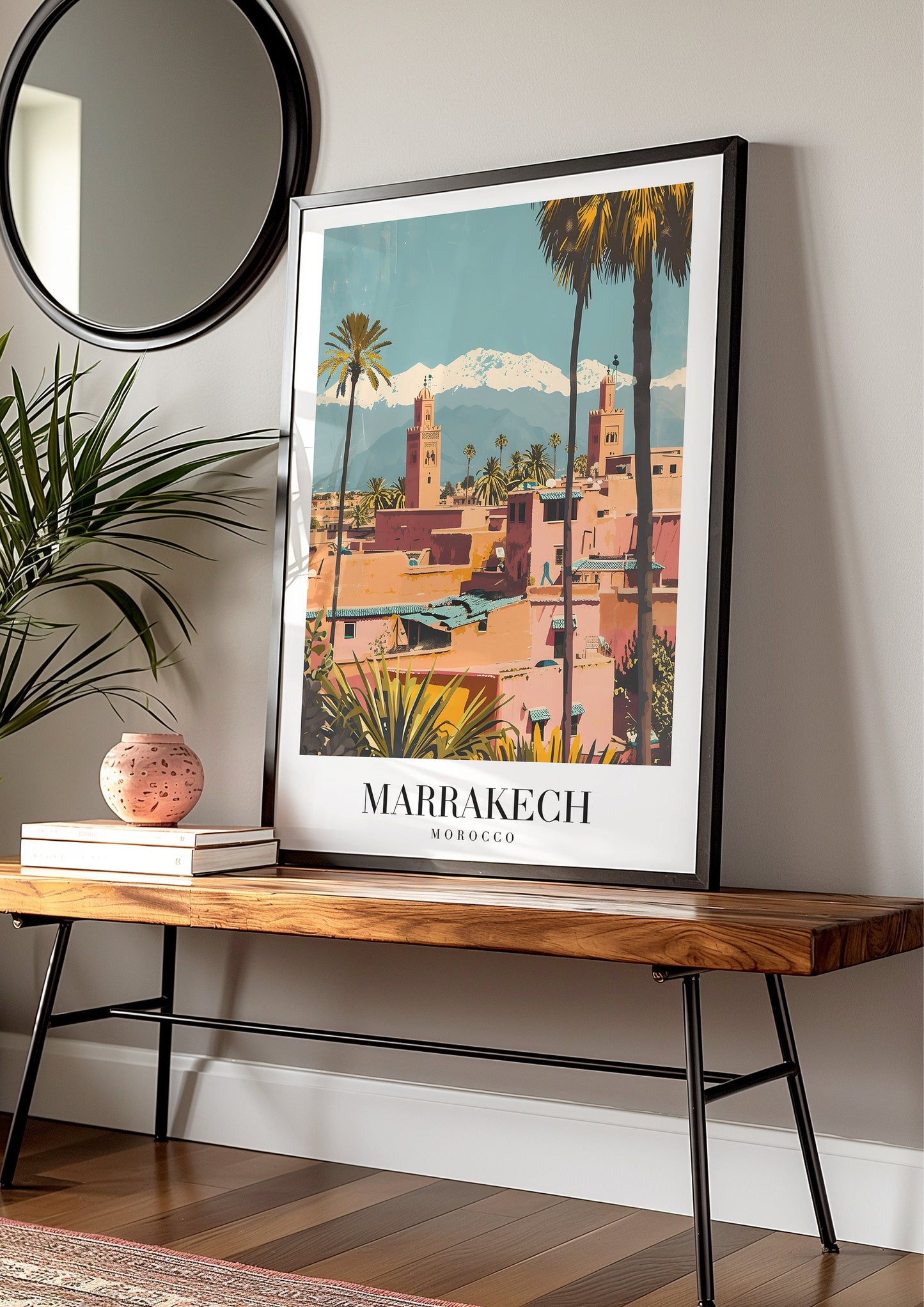 Marrakech City Poster, Morocco Wall Art, Marrakech Skyline Print, Moroccan Architecture Art, Travel Decor, African City Poster,Travel Poster