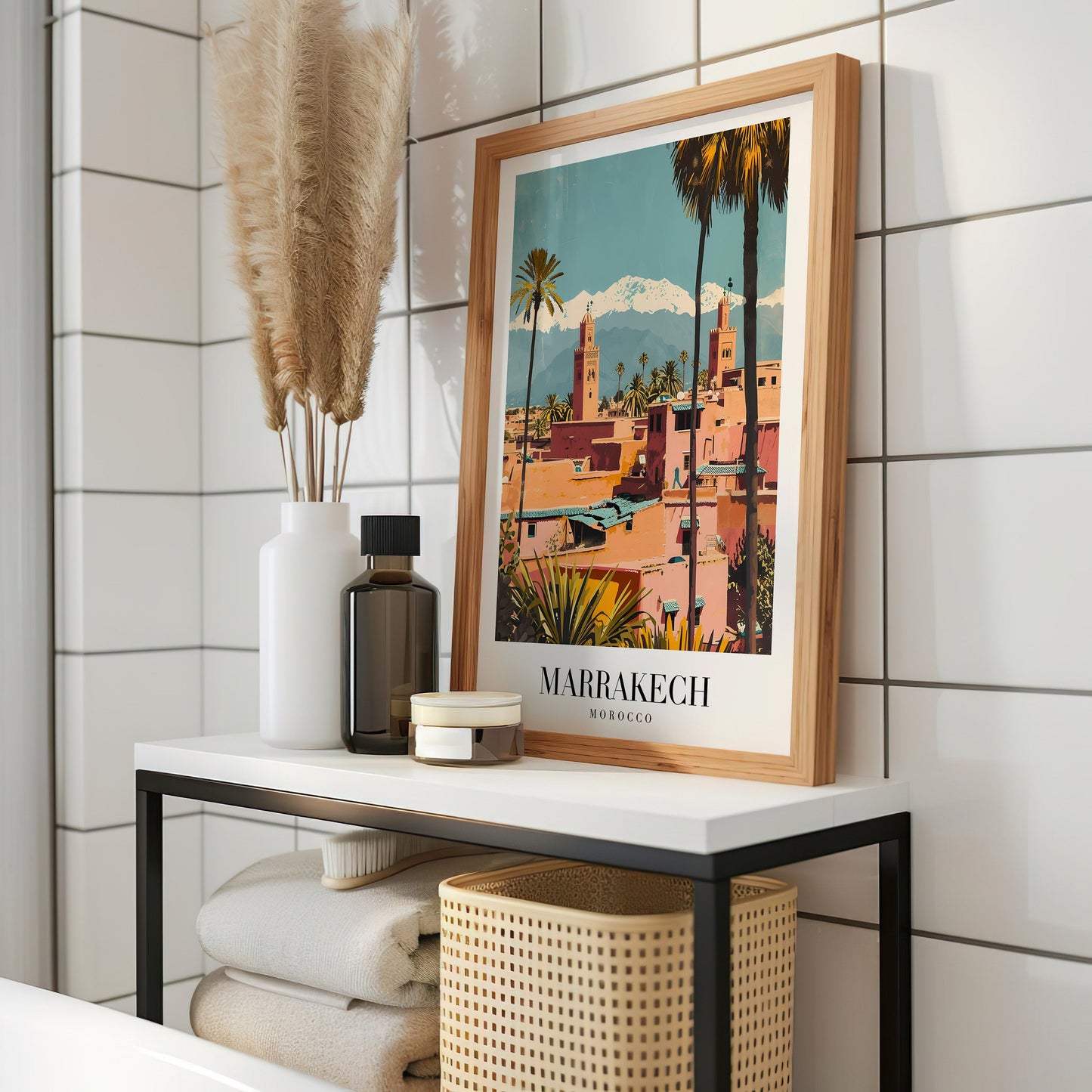 Marrakech City Poster, Morocco Wall Art, Marrakech Skyline Print, Moroccan Architecture Art, Travel Decor, African City Poster,Travel Poster