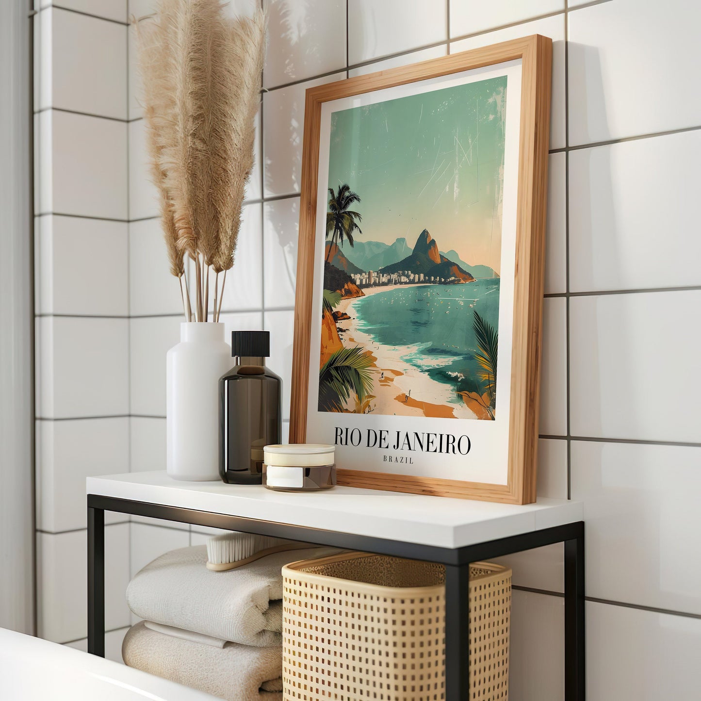 Rio de Janeiro City Poster, Brazil Wall Art, Tropical Beach Print, South America Travel Decor, Ipanema Coastline, Cityscape Art, Beach Print