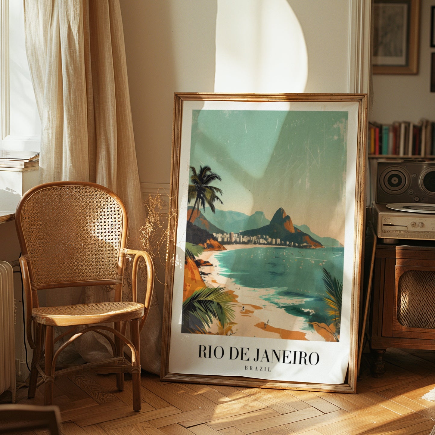 Rio de Janeiro City Poster, Brazil Wall Art, Tropical Beach Print, South America Travel Decor, Ipanema Coastline, Cityscape Art, Beach Print