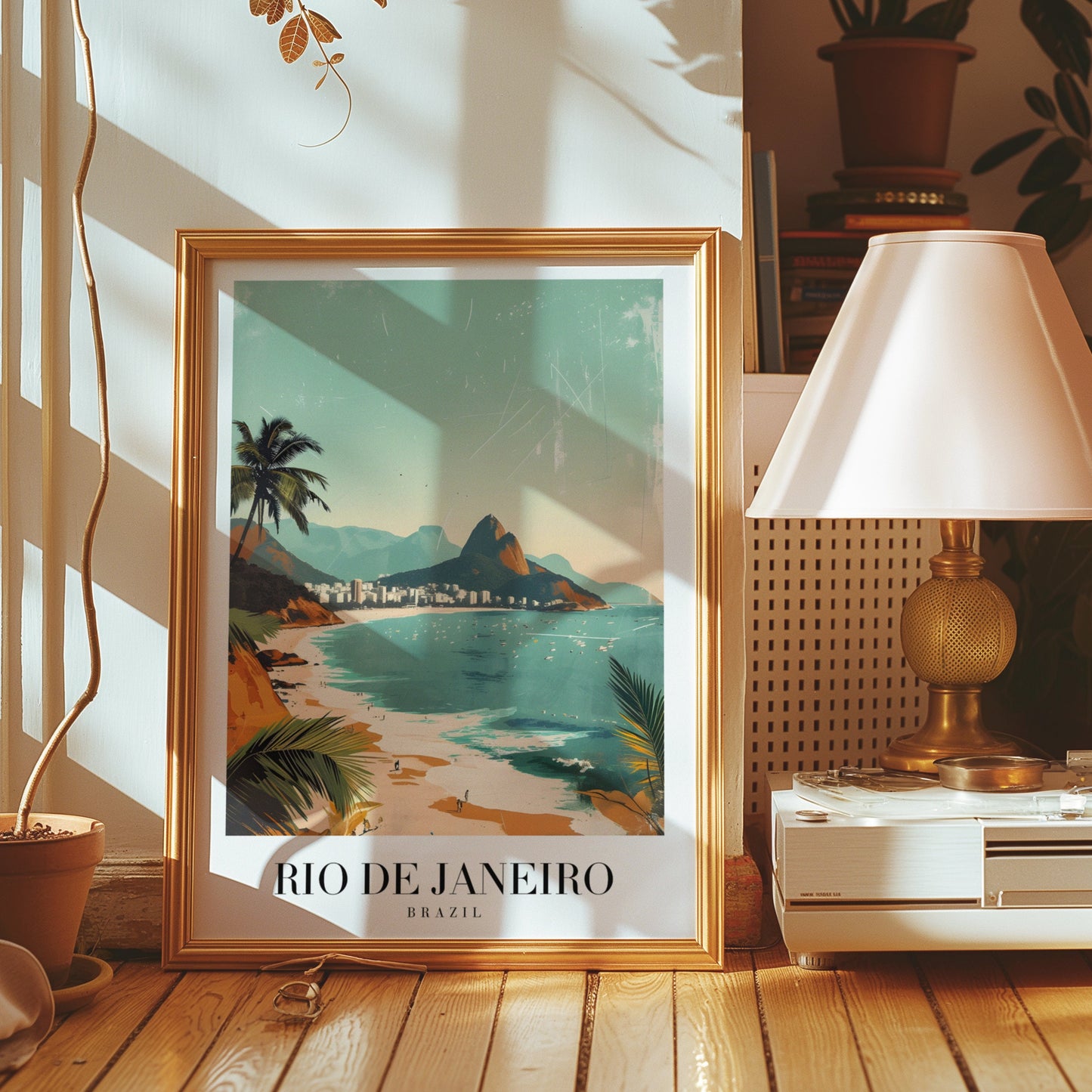 Rio de Janeiro City Poster, Brazil Wall Art, Tropical Beach Print, South America Travel Decor, Ipanema Coastline, Cityscape Art, Beach Print