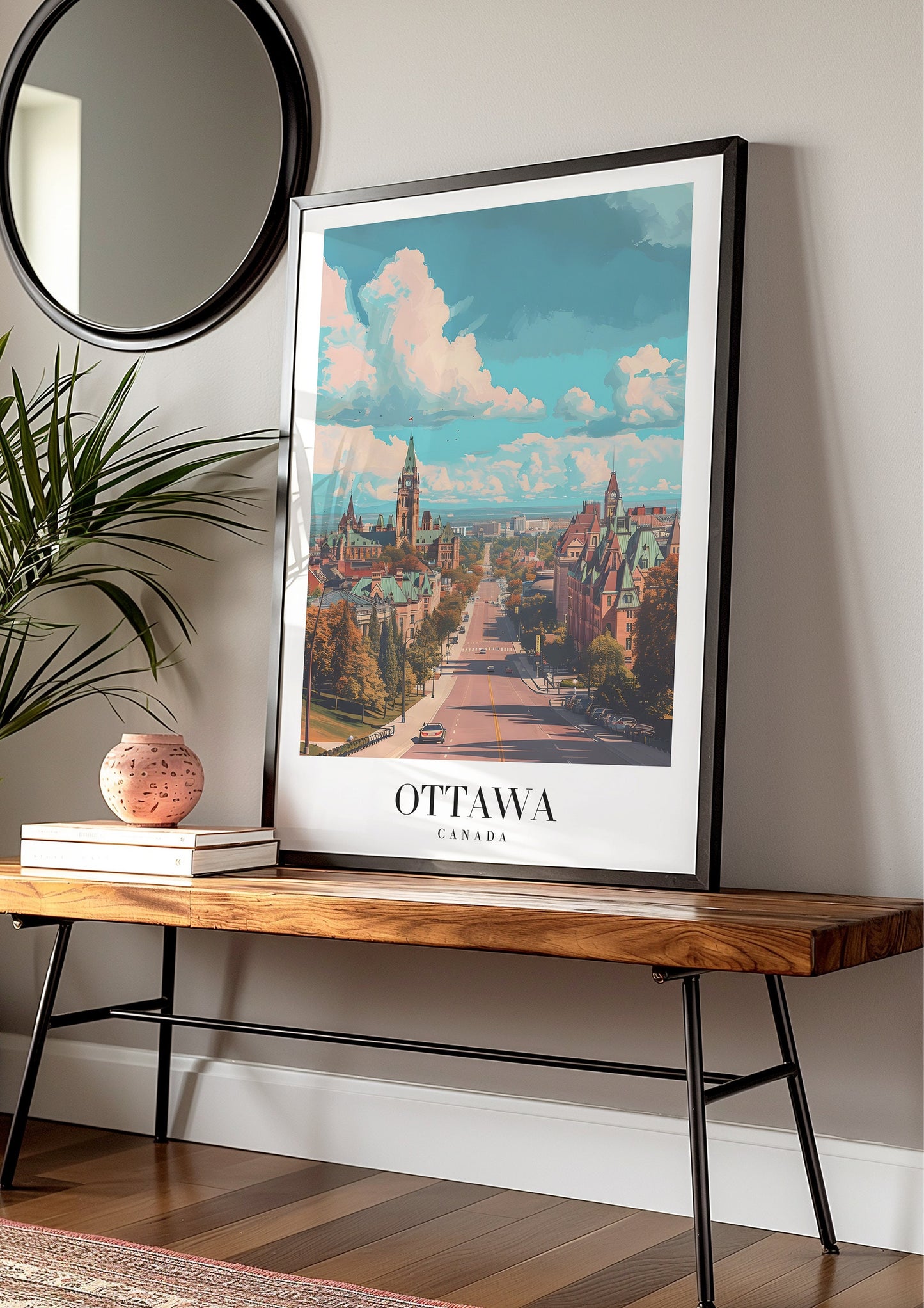 Ottawa City Poster, Canada Wall Art, Parliament Hill Print, Canadian Urban Landscape, Ottawa Skyline Decor, Travel Art Print, City Poster