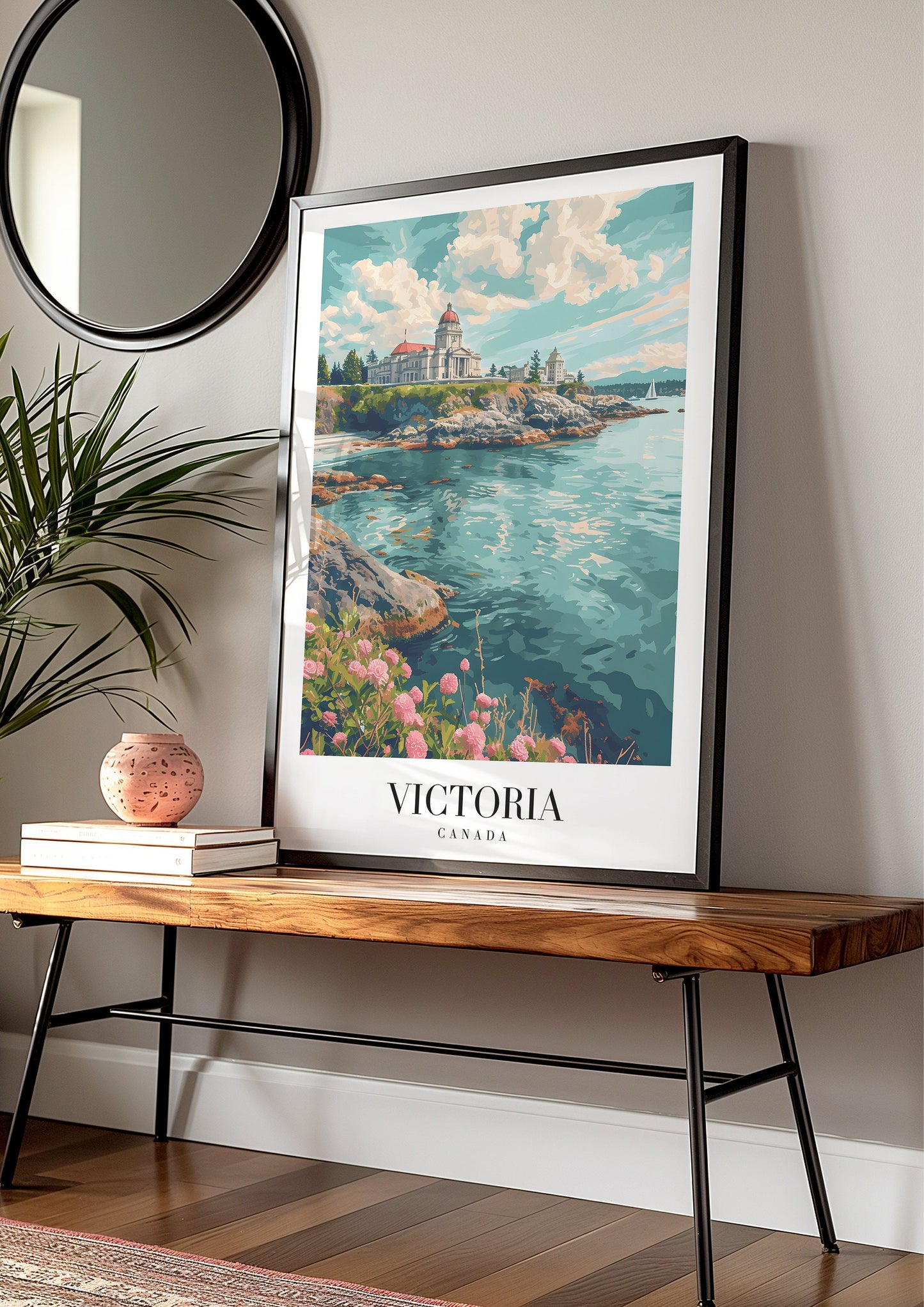 Victoria City Poster, Canada Coastal Print, Lighthouse Wall Art, Pacific Northwest Landscape, Victoria Canada Travel Art, Nature Decor