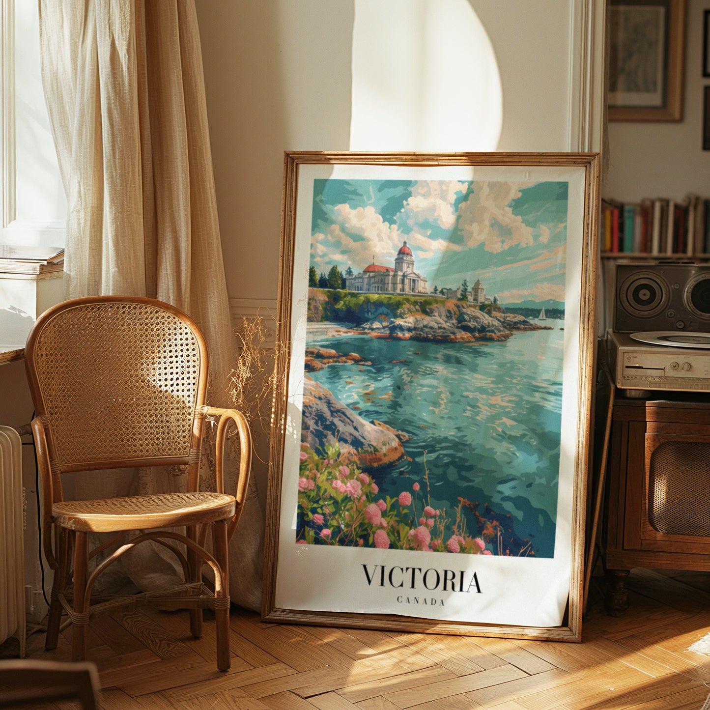 Victoria City Poster, Canada Coastal Print, Lighthouse Wall Art, Pacific Northwest Landscape, Victoria Canada Travel Art, Nature Decor