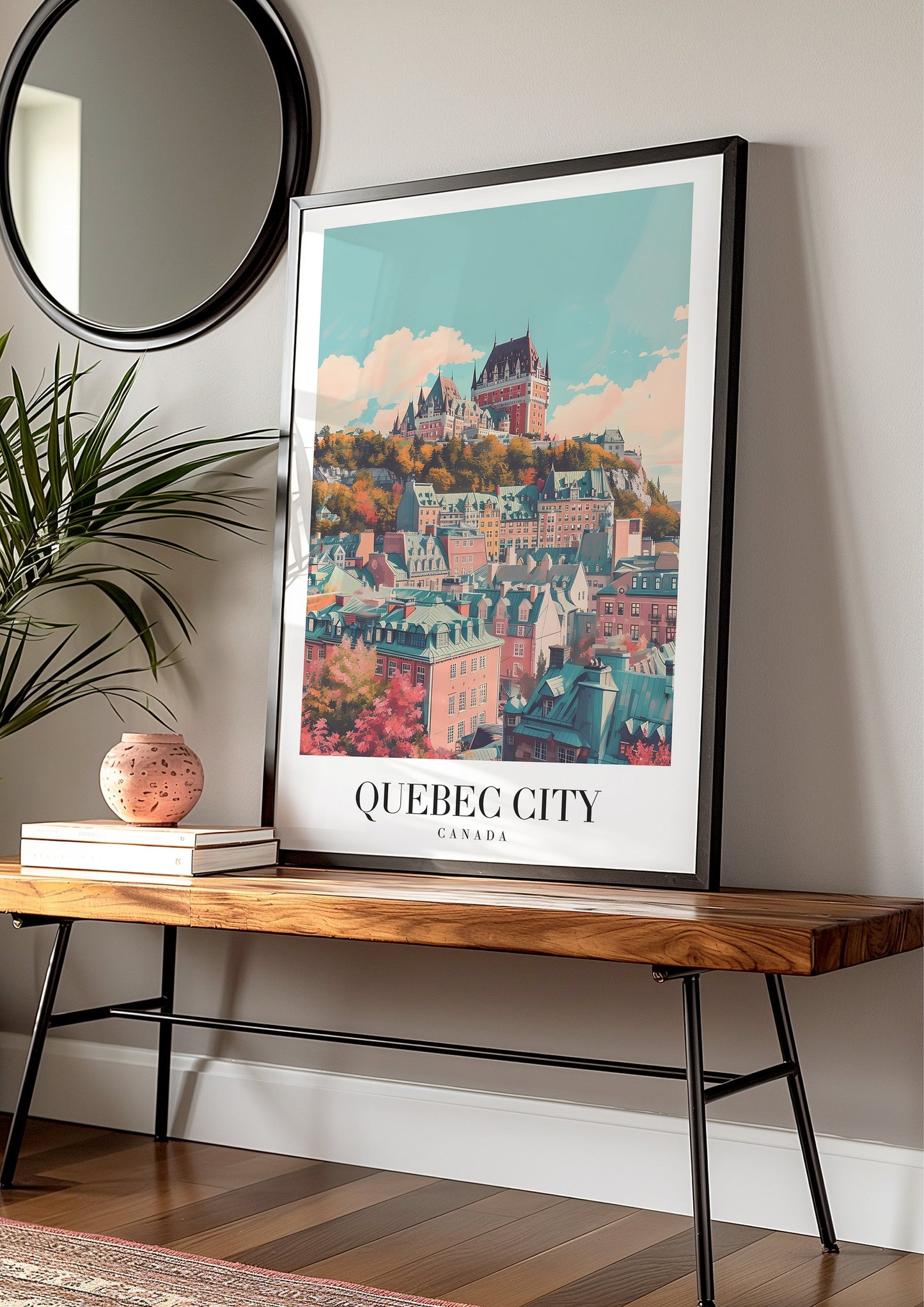 Quebec City Poster, Canada Travel Art, Old Town Quebec Wall Art, Canadian Cityscape Print, Vintage City Poster, City Poster, Country Poster