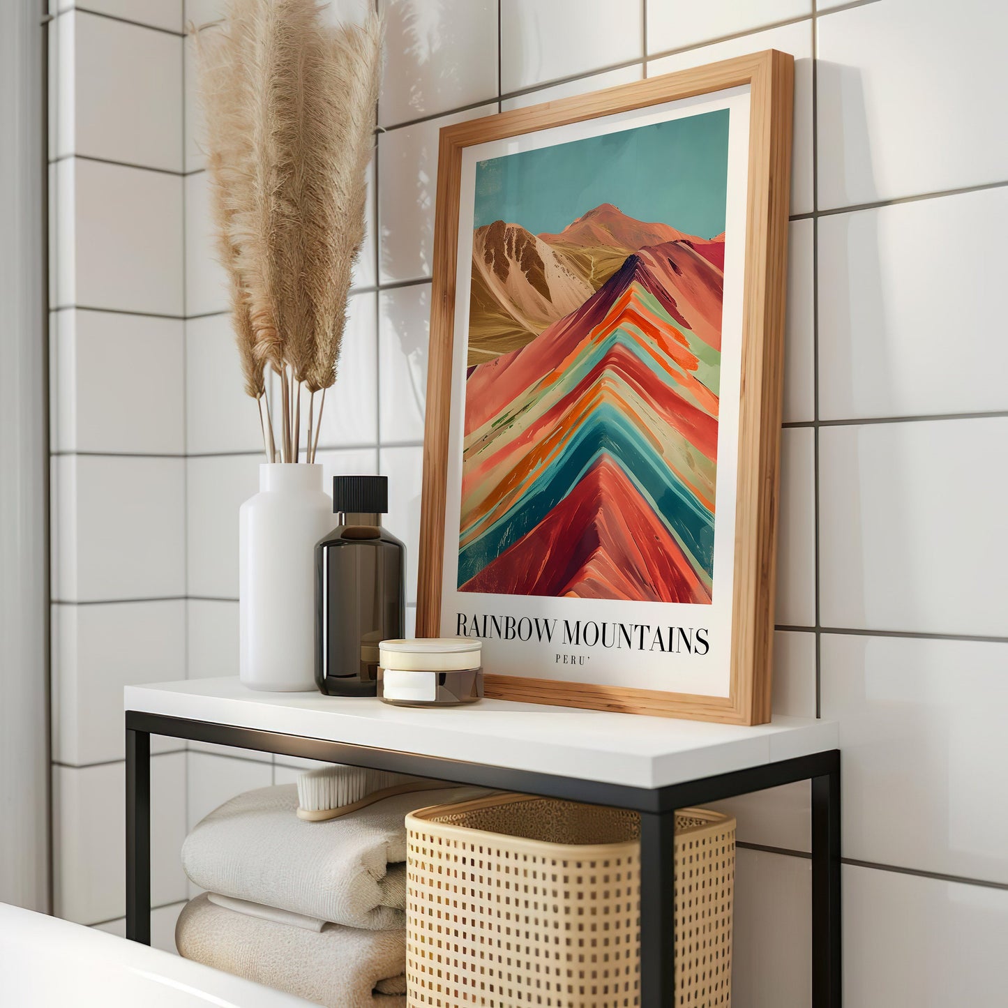 Rainbow Mountains Peru Poster, Colorful Mountain Wall Art, Nature Landscape Print, Peru Travel Poster, Scenic Wall Decor, Geology Art