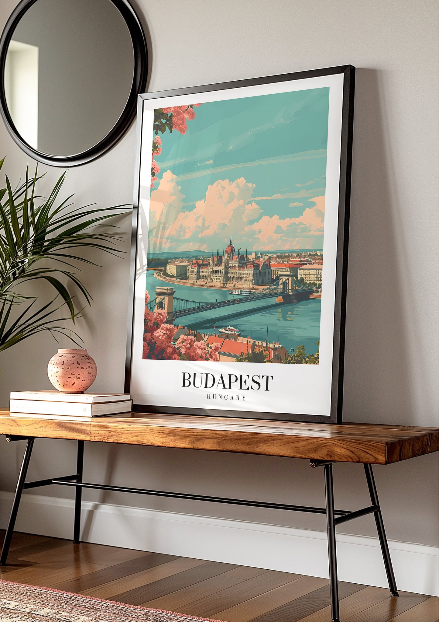 Budapest Hungary Skyline Poster, Parliament Building Wall Art, Danube River View, European Cityscape Print, Hungary Travel Poster, Budapest