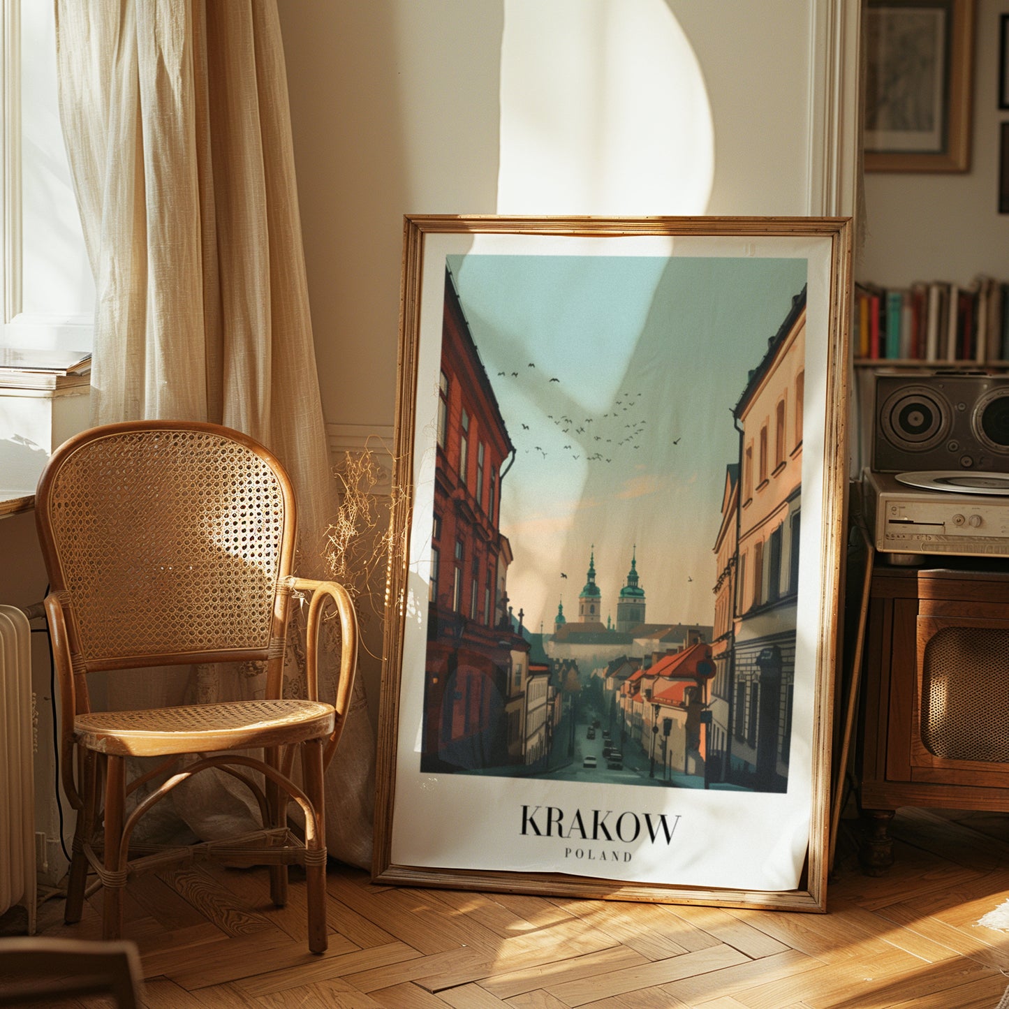 Krakow Poland Skyline Poster, Historic Old Town Wall Art, Krakow Cityscape Print, Polish Architecture Decor, St. Mary's Basilica, Krakow Art