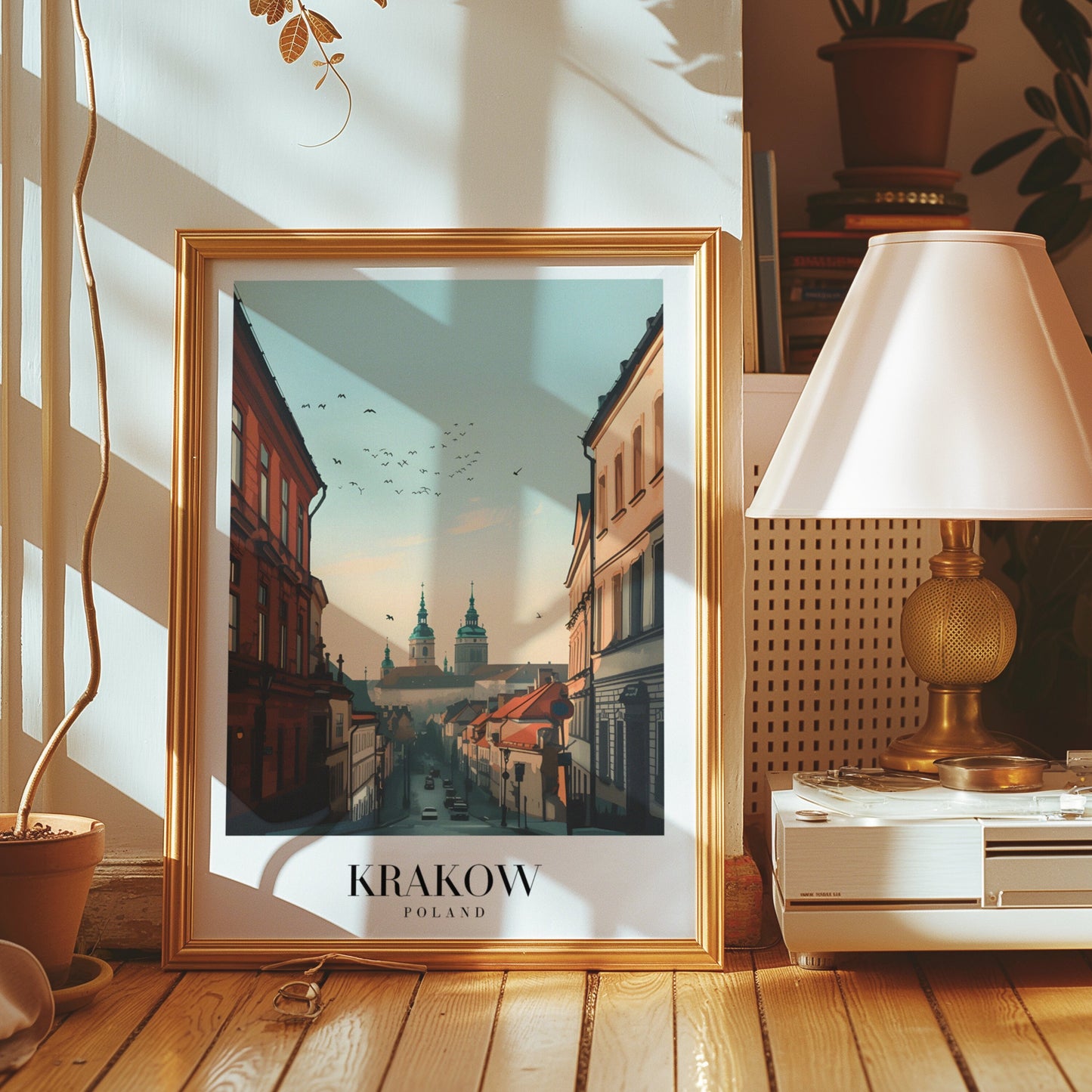 Krakow Poland Skyline Poster, Historic Old Town Wall Art, Krakow Cityscape Print, Polish Architecture Decor, St. Mary's Basilica, Krakow Art