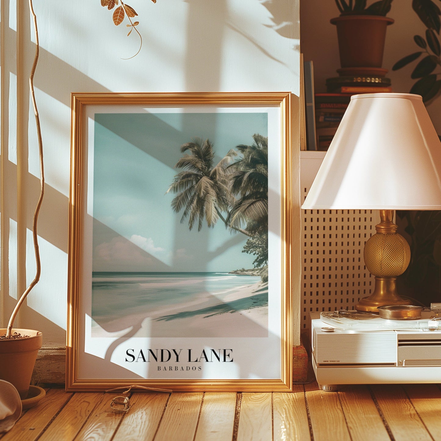 Sandy Lane Barbados Poster, Tropical Beach Art, Caribbean Palm Trees Print, Coastal Wall Decor, Island Paradise Poster, Sandy Lane Art