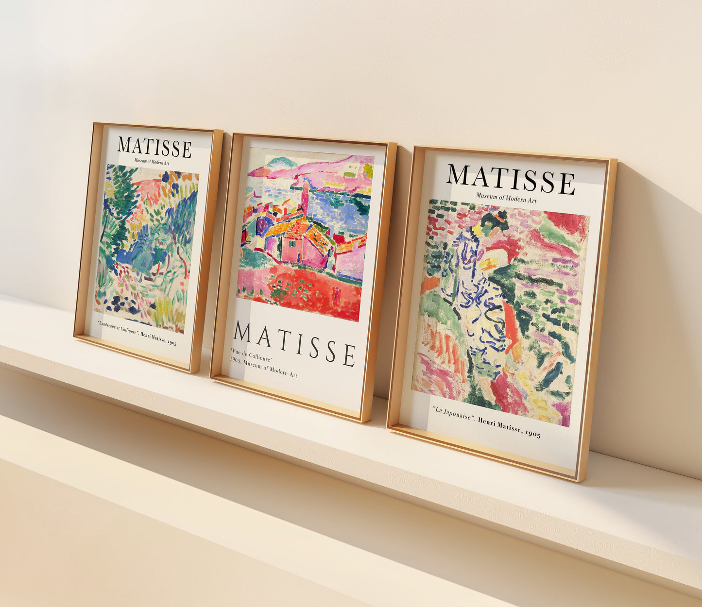 Henri Matisse Poster Set, 'Vue de Collioure', 'Landscape at Collioure', 'La Japonaise', Colorful Modern Art Prints, Set of Three, Wall Art