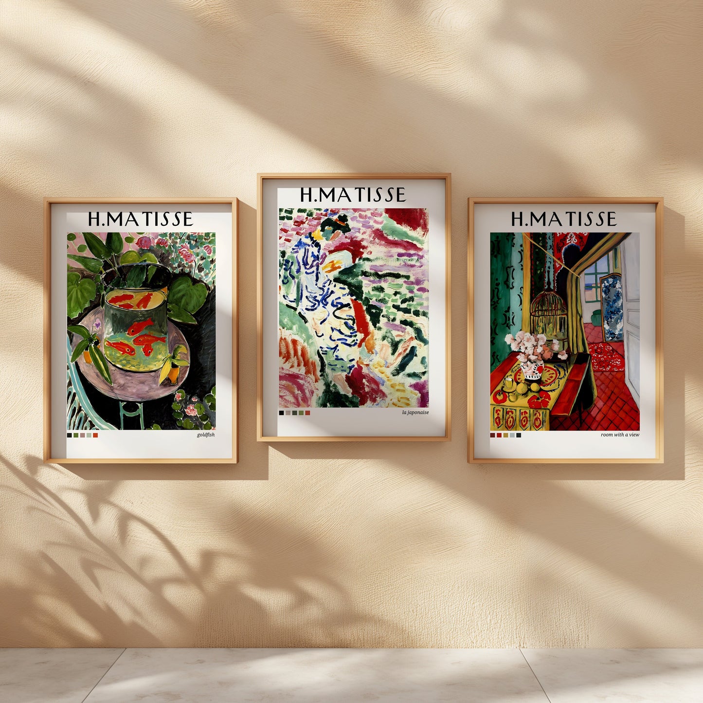 Henri Matisse Poster Set, 'Goldfish', 'La Japonaise', 'Room with a View', Colorful Modern Art Prints, Set of Three, Abstract Wall Art