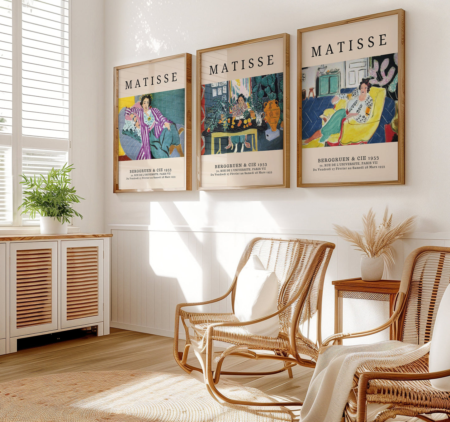 Henri Matisse Poster Set, Berggruen & Cie 1953, Modern Art Prints, Colorful Impressionist Posters, Set of Three, Artistic Wall Decor