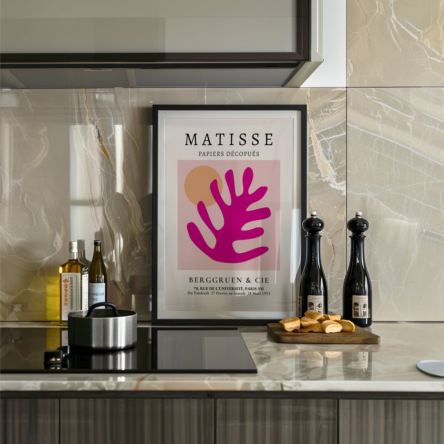 Henri Matisse Poster, Pink Abstract Cut-Out Art, Papiers Découpés, Modern Wall Art, Bold Minimalist Print, Berggruen & Cie 1953, Poster