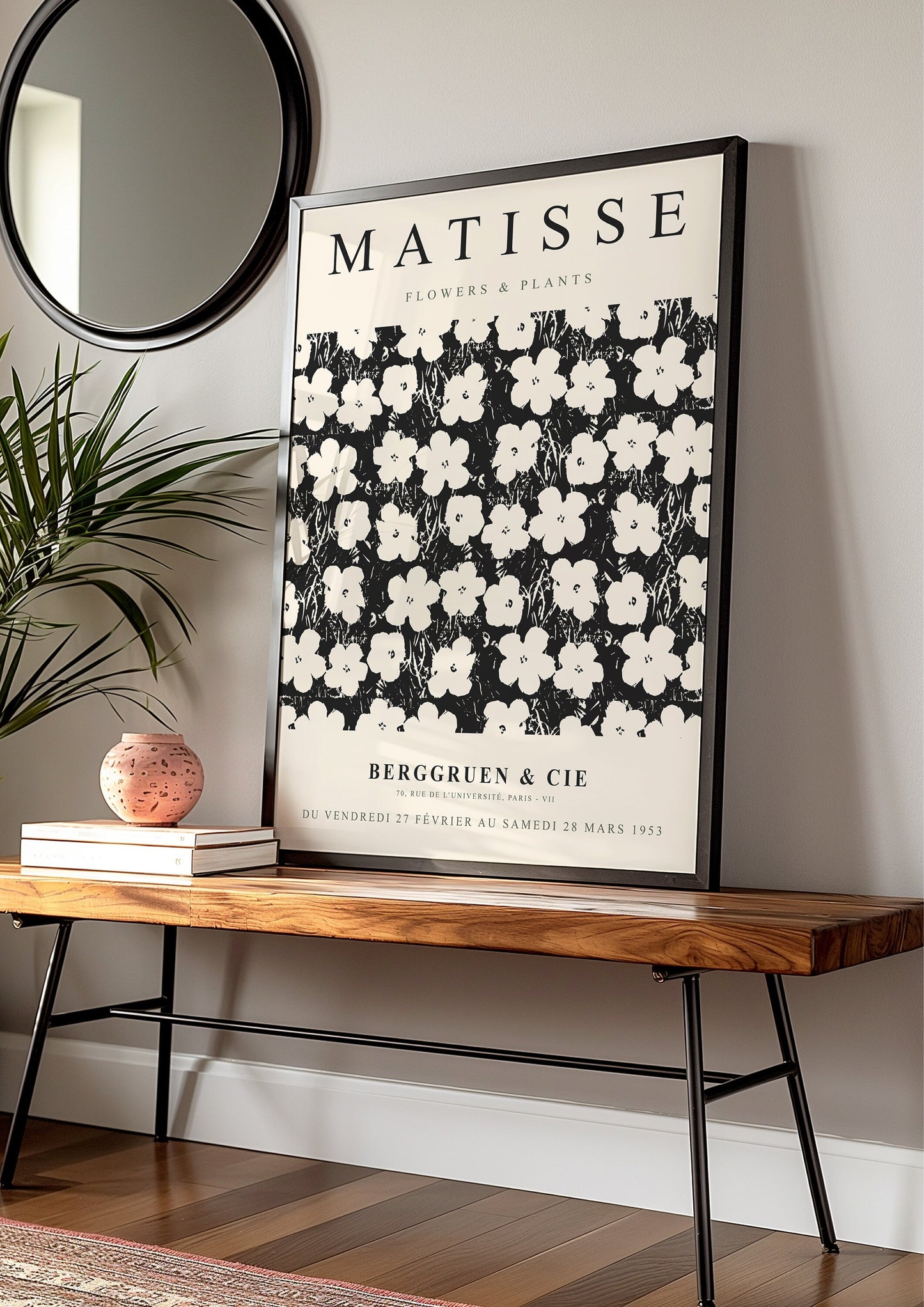 Henri Matisse Flowers & Plants Poster, Black and White Art Print, Botanical Wall Art, Berggruen Cie Collection, Modern Minimalist Decor