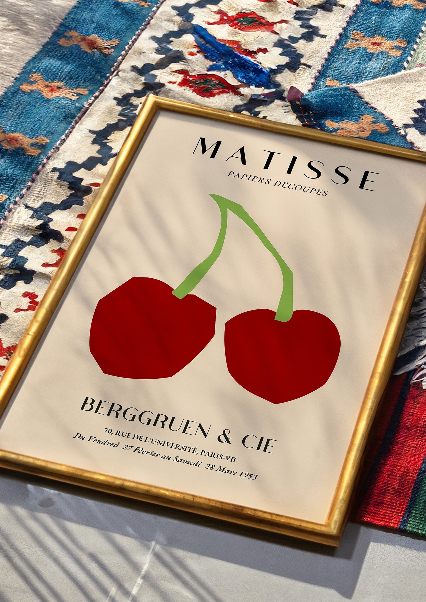 Henri Matisse Cherry Poster, Papiers Decoupes Print, Modern Art Fruit Decor, Minimalist Cherry Wall Art, Contemporary Kitchen Art