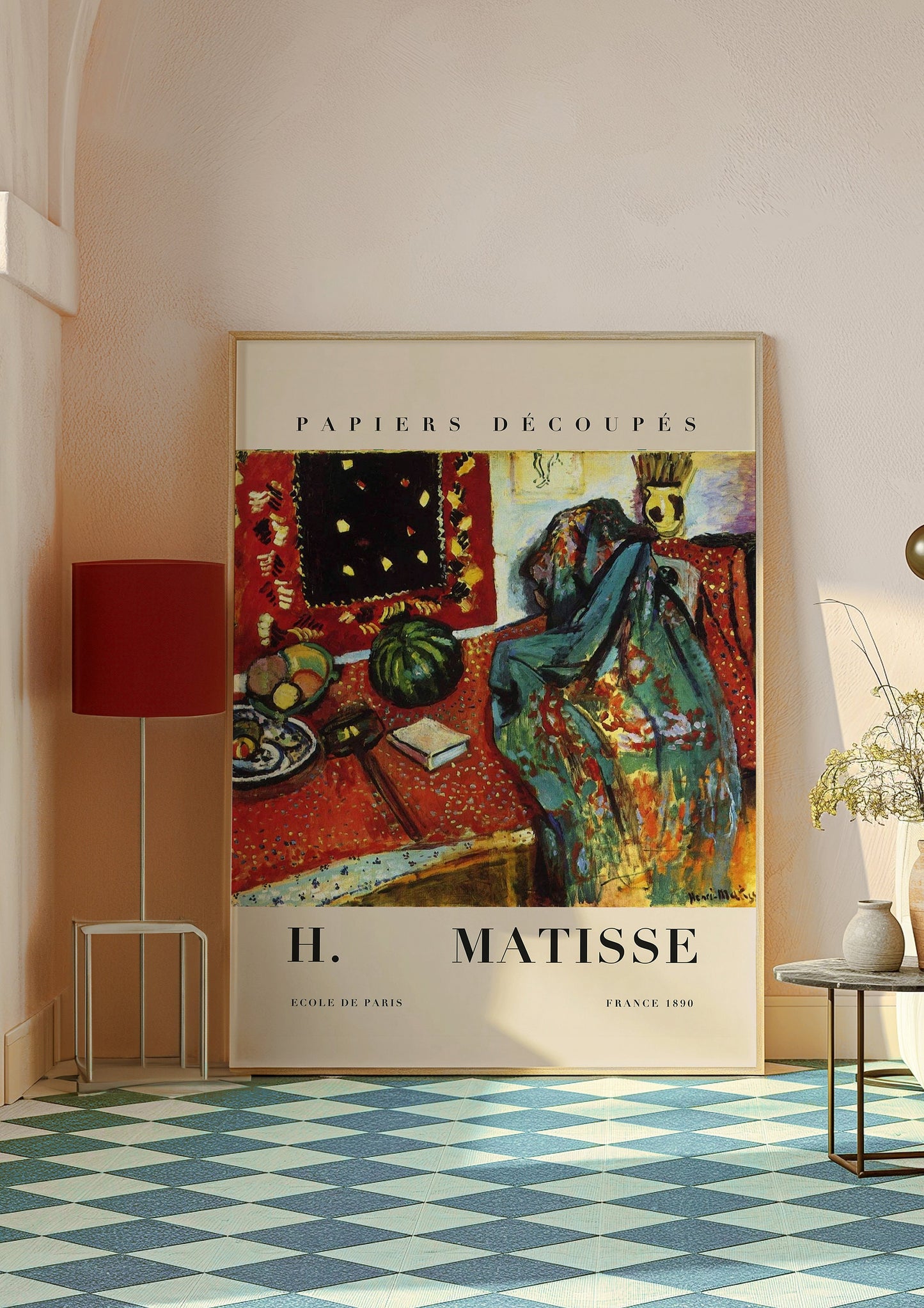 Matisse Still Life Poster, Bold Red and Green Art Print, Pomegranate and Fruit Still Life, Abstract Modern Decor, Matisse Art Living Room