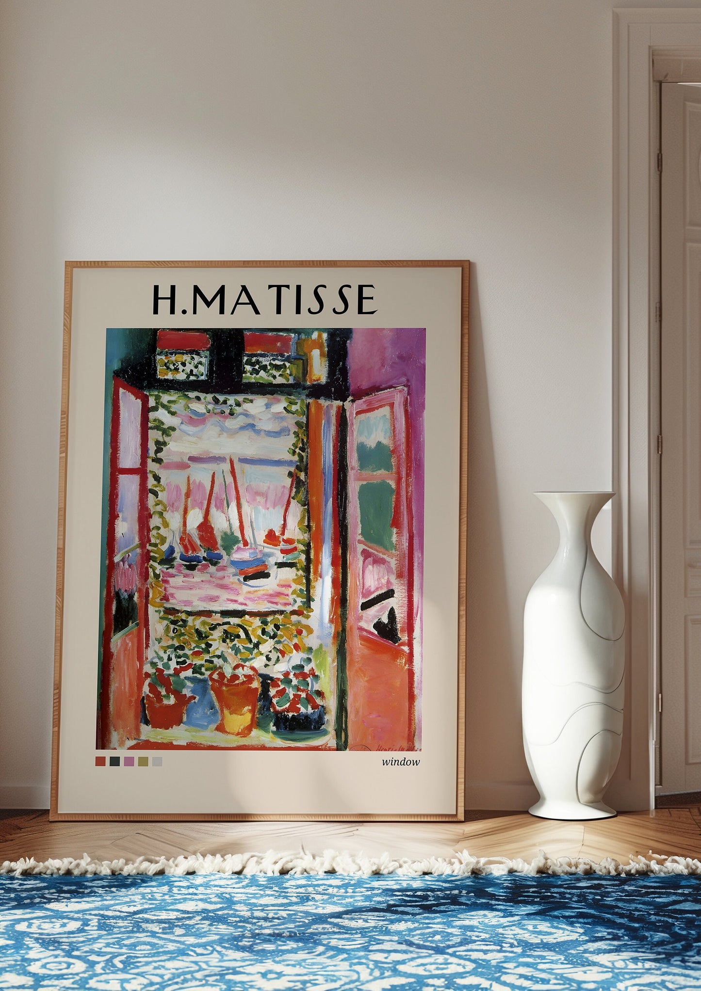 Matisse Window View Poster, Vibrant Landscape Art, French Sailboats Painting, H. Matisse Window Scene, Colorful Wall Art Print, Poster