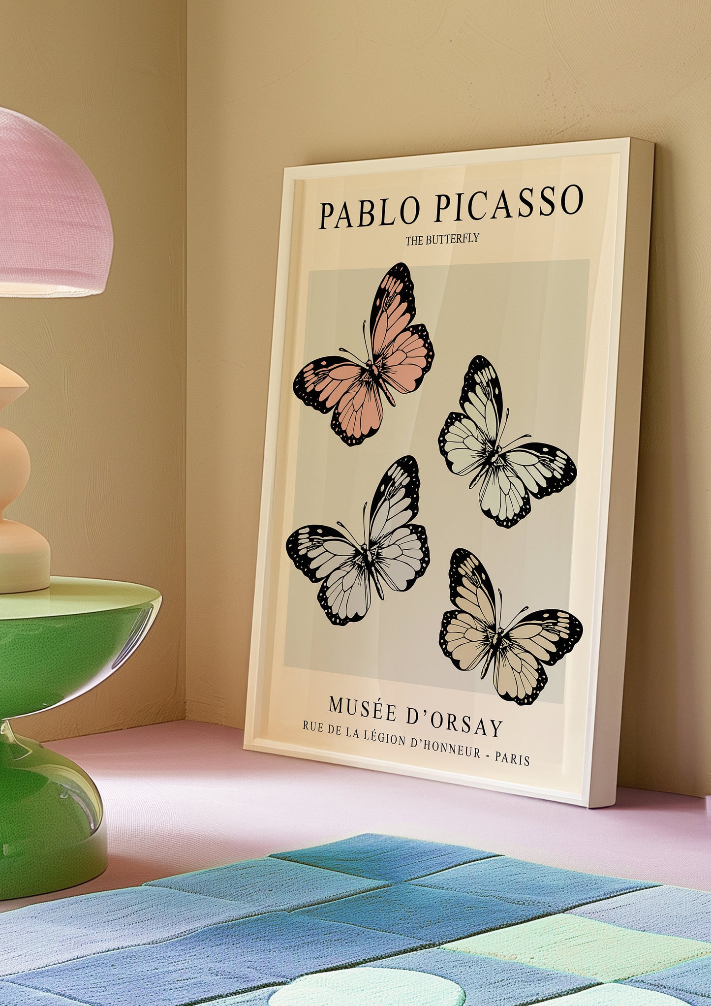 Picasso Butterfly Print, Minimalist Butterfly Poster, Soft Pastel Wall Art, Musee D'Orsay Reproduction, Nature-Inspired Art Print, Picasso