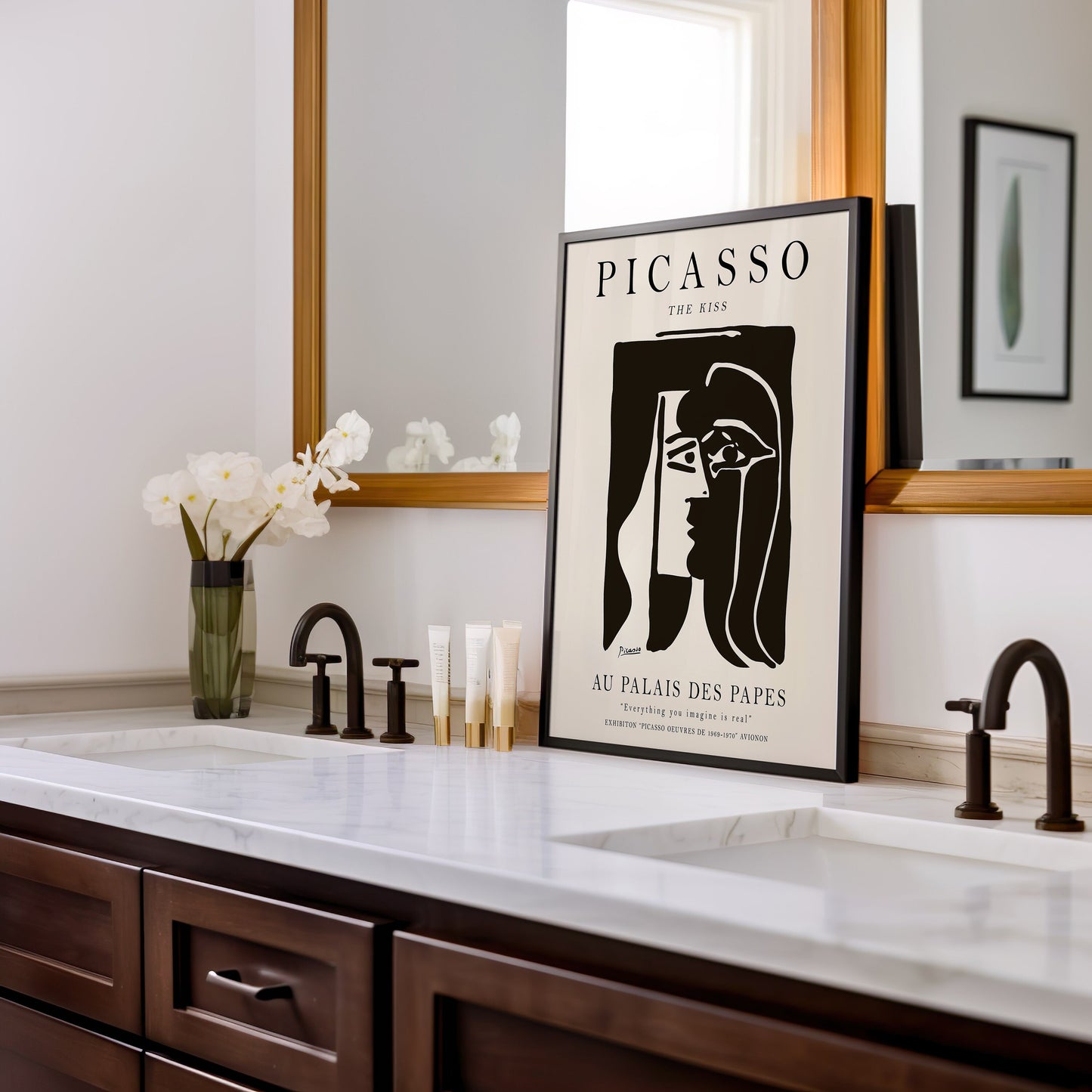 Picasso The Kiss Poster, Black and White Art Print, Minimalist Abstract Picasso Portrait, Au Palais Des Papes Exhibition Poster, Picasso Art