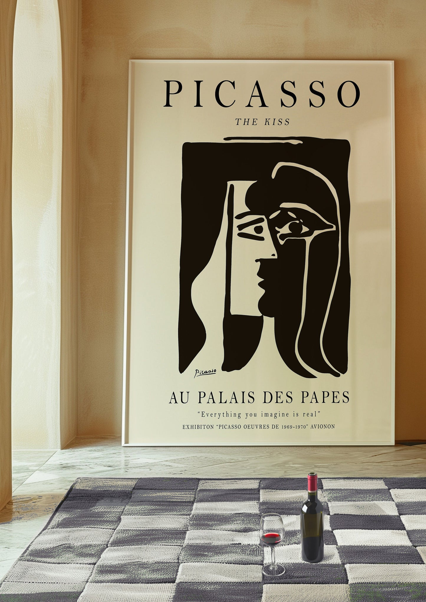 Picasso The Kiss Poster, Black and White Art Print, Minimalist Abstract Picasso Portrait, Au Palais Des Papes Exhibition Poster, Picasso Art