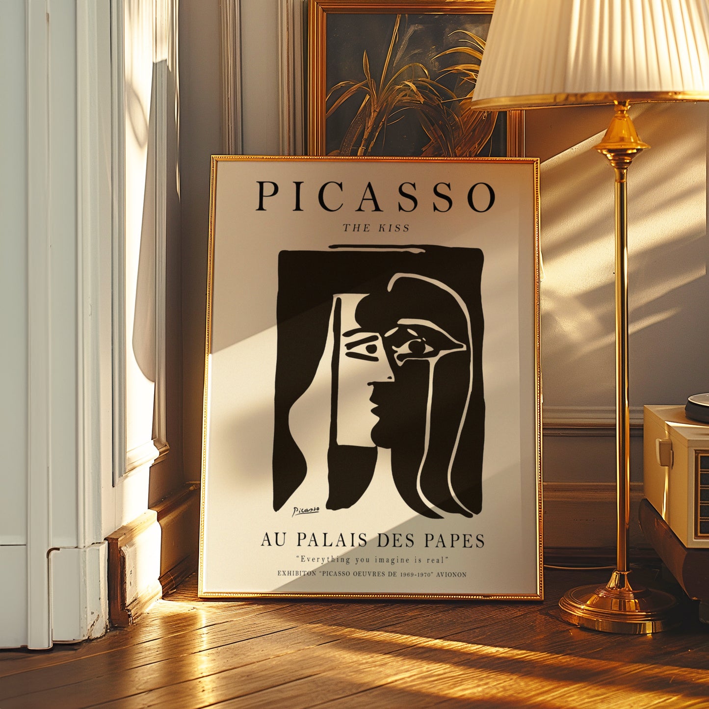 Picasso The Kiss Poster, Black and White Art Print, Minimalist Abstract Picasso Portrait, Au Palais Des Papes Exhibition Poster, Picasso Art