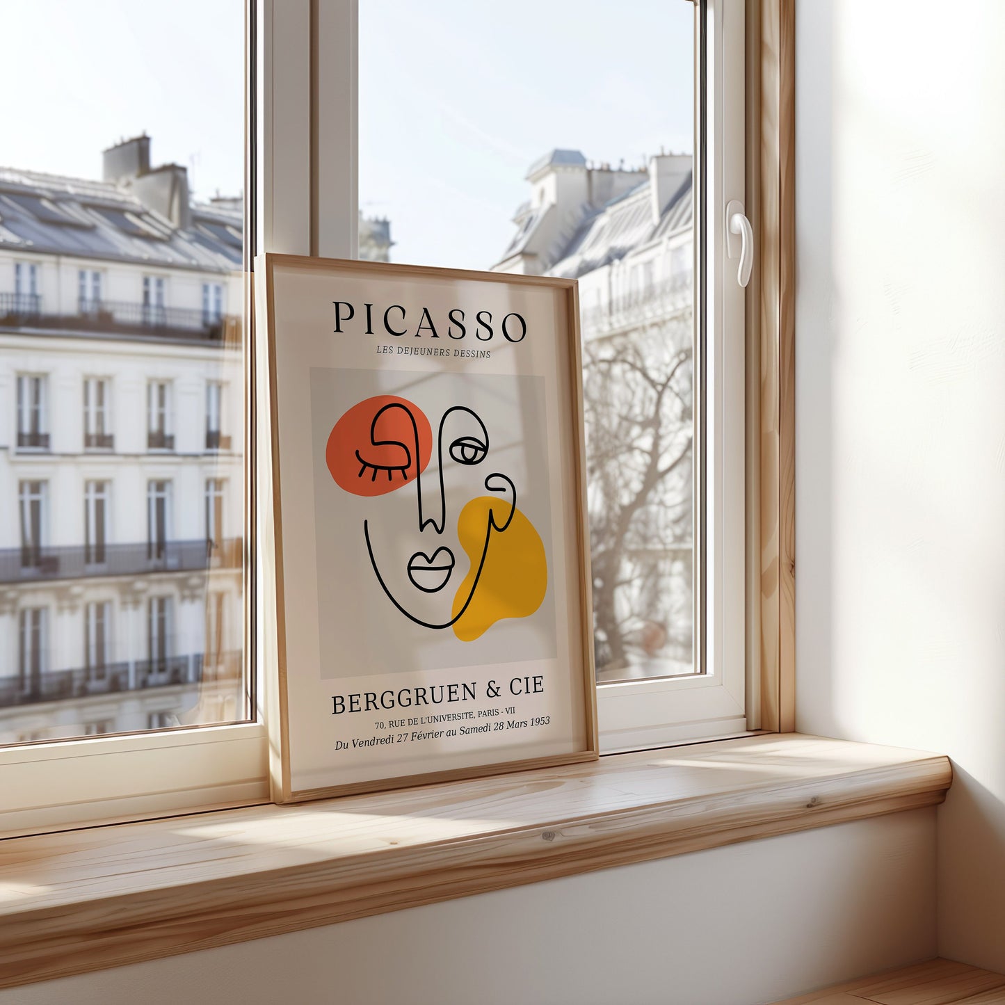 Picasso Wall Art Set, Modern Line Art Posters, Set of Three Abstract Prints, Musee d'Orsay and Berggruen & Cie 1956, Picasso Face Art