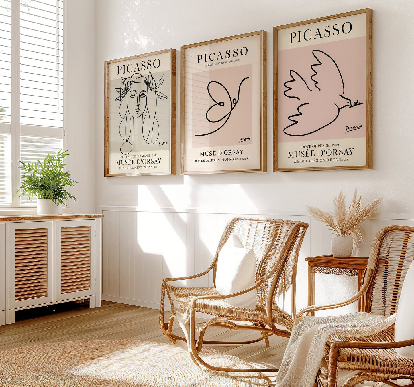 Picasso Dove of Peace, Françoise Portrait & Animal Line Art, Set of Three Posters, Minimalist Musée D’Orsay Art, Abstract Wall Decor