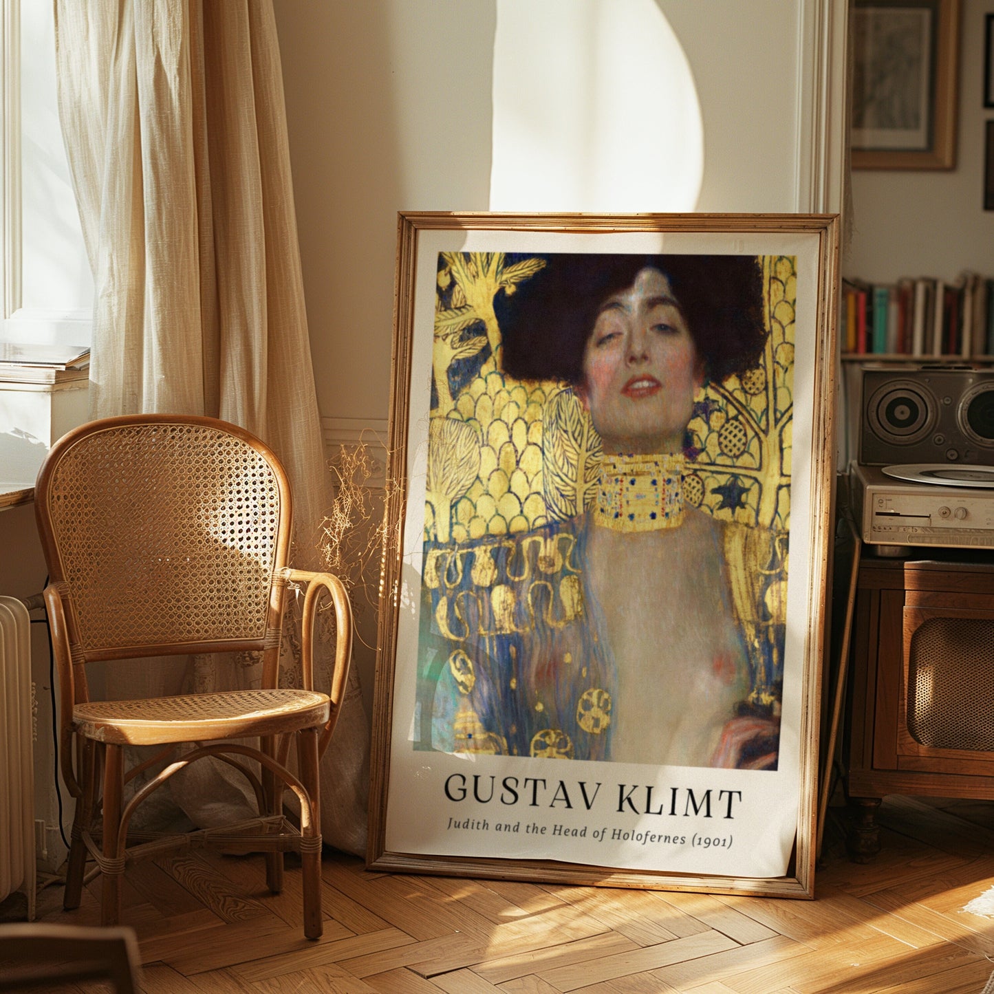 A Gustav Klimt poster featuring &quot;Judith and the Head of Holofernes,&quot; showcasing Klimt’s masterful use of gold accents and Symbolist style.