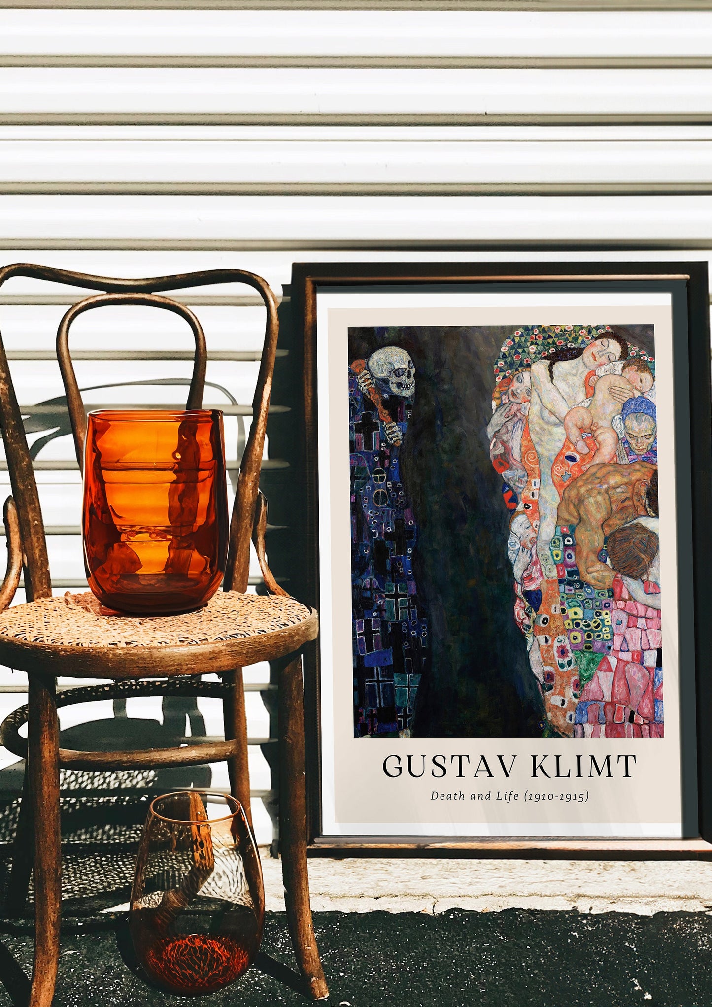 Gustav Klimt Death and Life Poster, Famous Symbolist Artwork Reproduction, Life Cycle Art Print, Vibrant Art Nouveau Decor, Dark Contrast