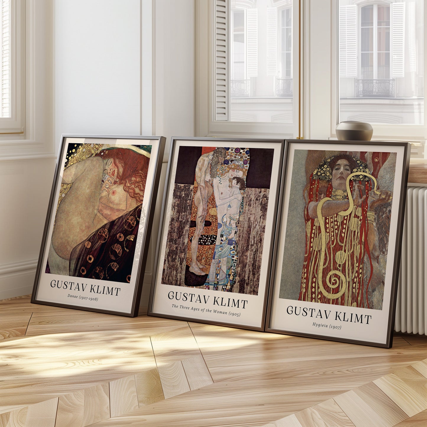 Gustav Klimt Poster Set, Hygeia 1907, The Three Ages of the Woman 1905, Danaë 1907-1908, Art Nouveau Klimt Posters, Fine Art Prints