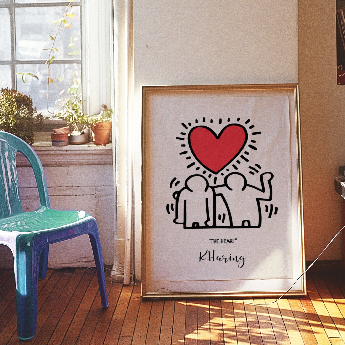 Keith Haring The Heart Poster, Love Pop Art Print, Modern Figurative Wall Art, Iconic 1980s Street Art, Heart and Figures Print,