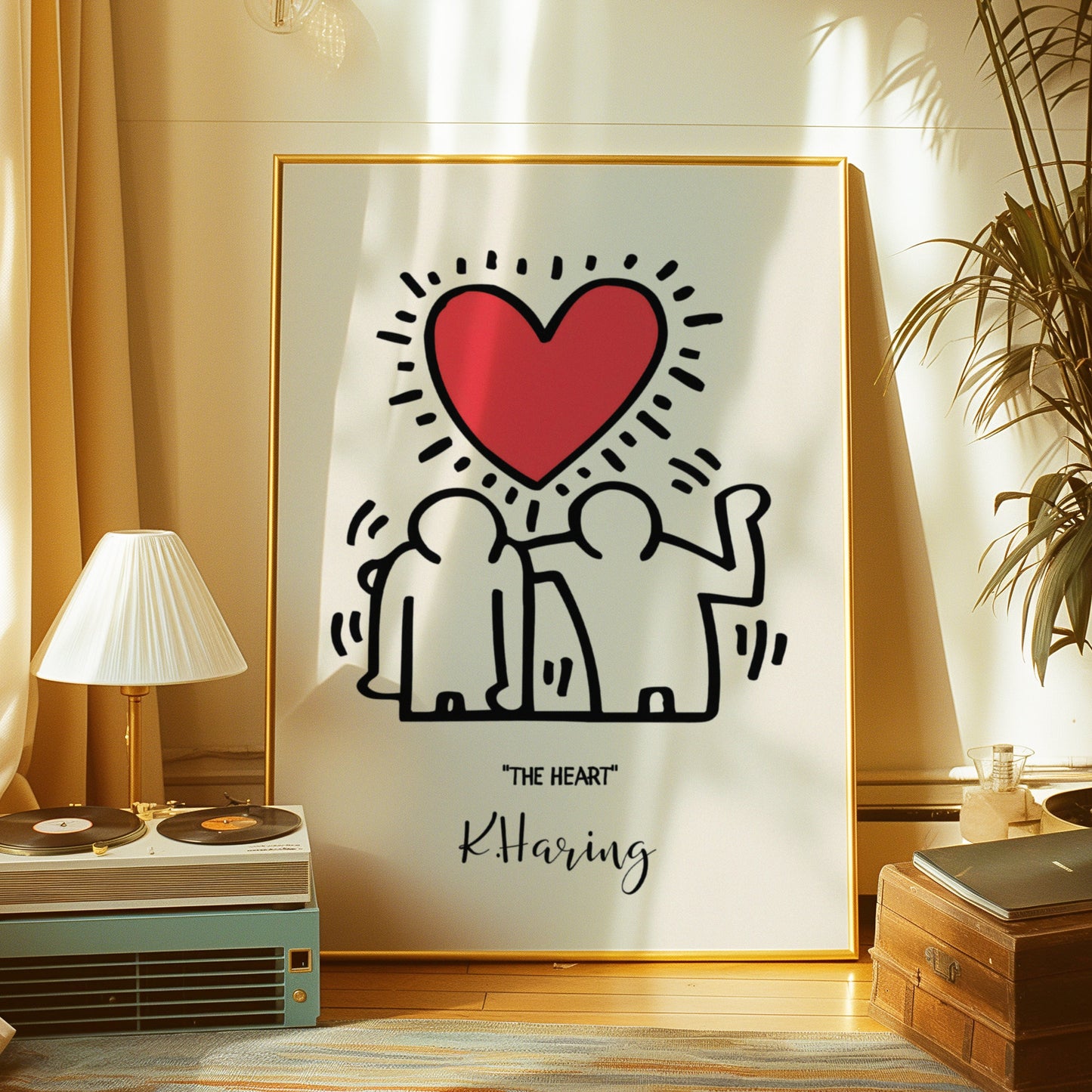 Keith Haring The Heart Poster, Love Pop Art Print, Modern Figurative Wall Art, Iconic 1980s Street Art, Heart and Figures Print,