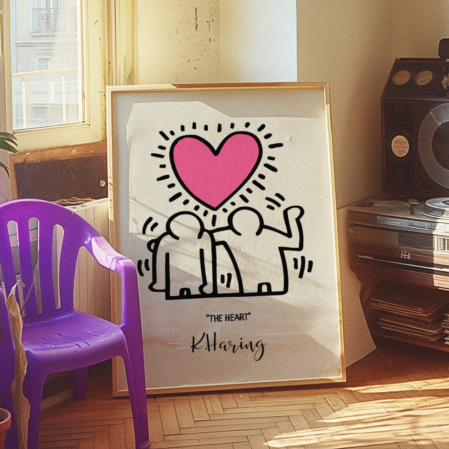 Keith Haring The Heart Poster, Pop Art Print, Iconic Love Symbol Art, Modern Wall Decor, Pink Heart Art, Street Art, Contemporary Wall Art