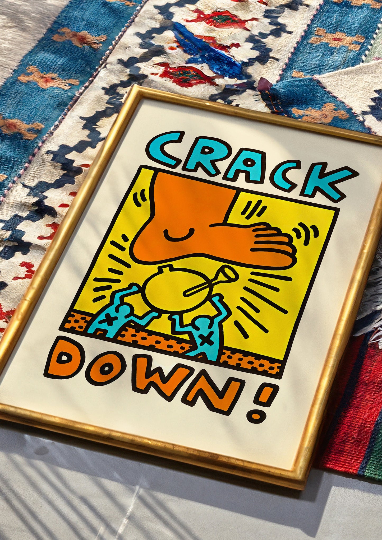 Keith Haring Crack Down Poster, Bold Pop Art Print, Anti-Drug Message Art, Modern Street Art, Colorful Wall Decor, Haring Social Commentary