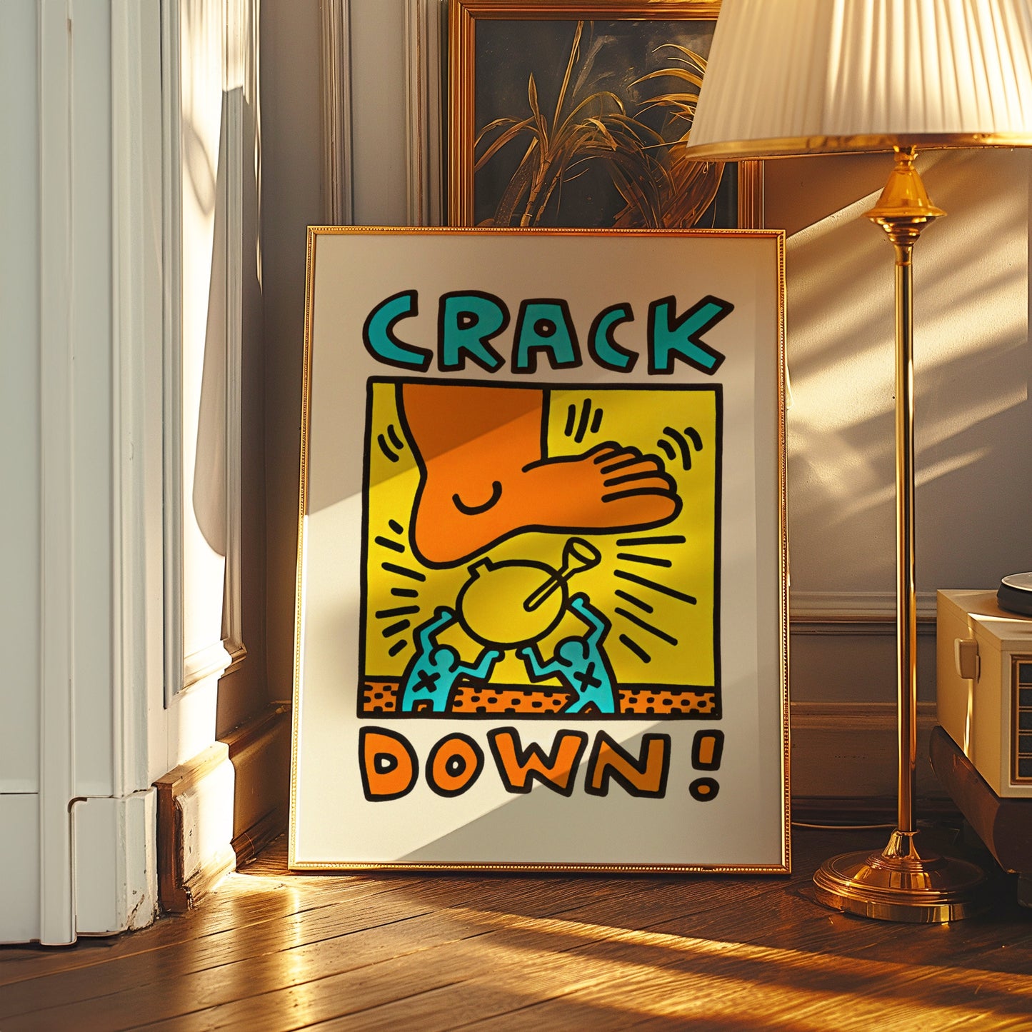 Keith Haring Crack Down Poster, Bold Pop Art Print, Anti-Drug Message Art, Modern Street Art, Colorful Wall Decor, Haring Social Commentary