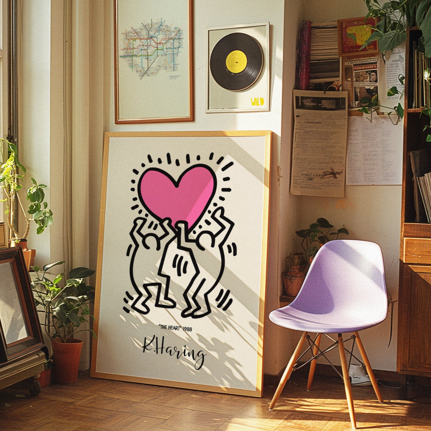 Keith Haring The Heart Poster, Iconic Pop Art Print, Vibrant 80s Artwork, Modern Love Wall Art, Bold Haring Illustration, Famous Street Art