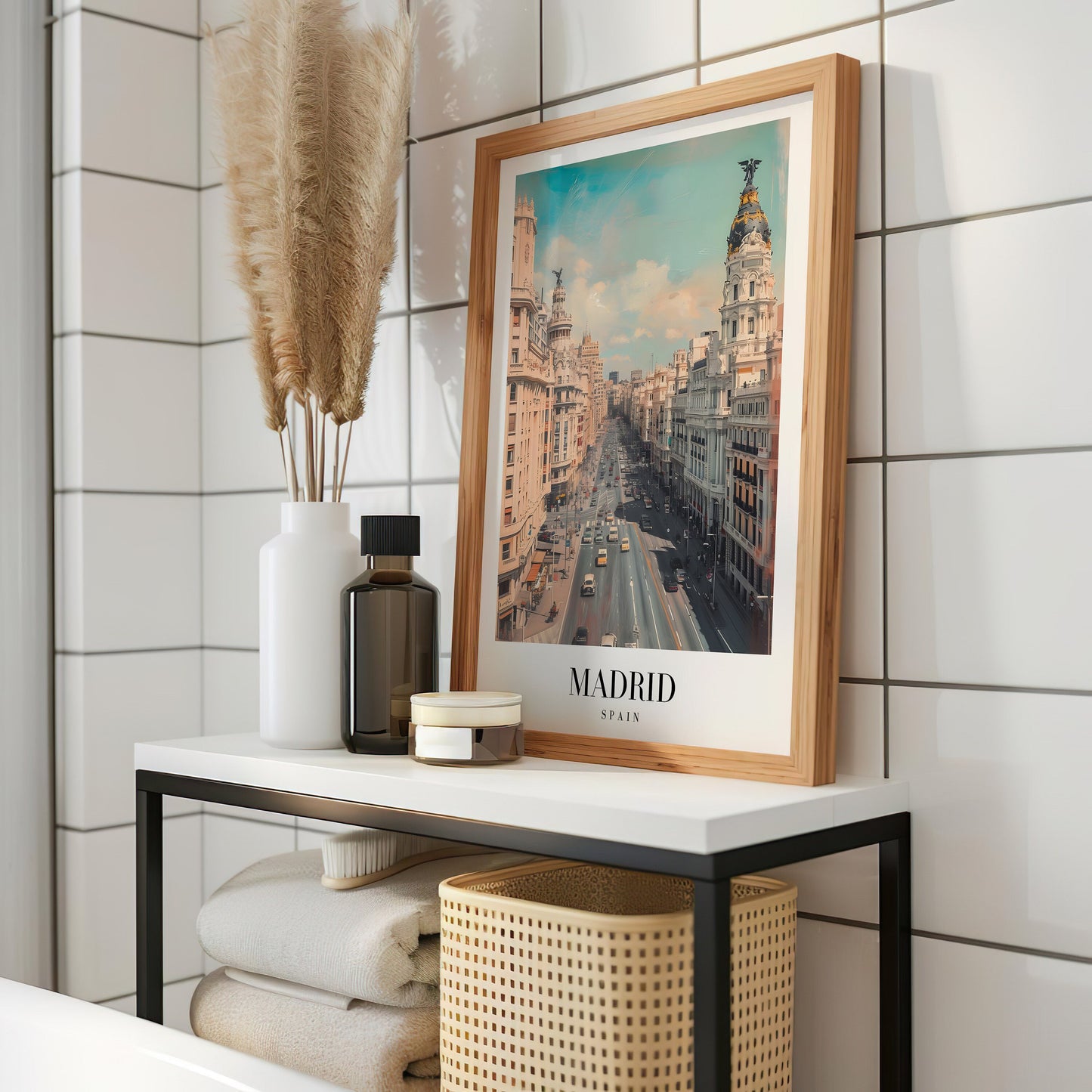 Madrid Cityscape Poster, Spain Travel Art, Madrid Print, Gran Via Wall Art, Madrid Photography, Spanish Cityscape, Madrid Spain Poster