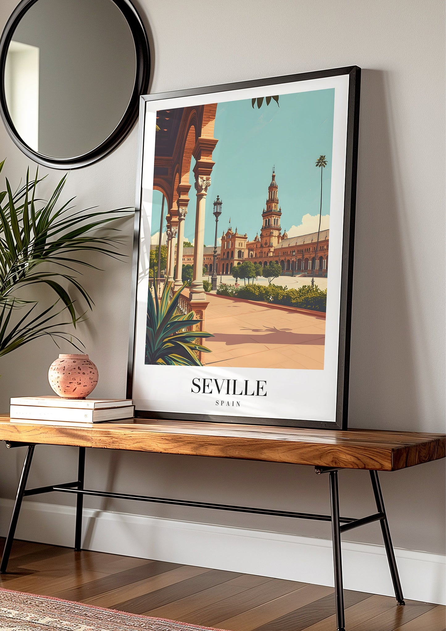 Seville Spain Poster, Plaza de España Wall Art, Spanish Cityscape Print, Seville Travel Poster, Spain Architecture Art, Andalusia Decor