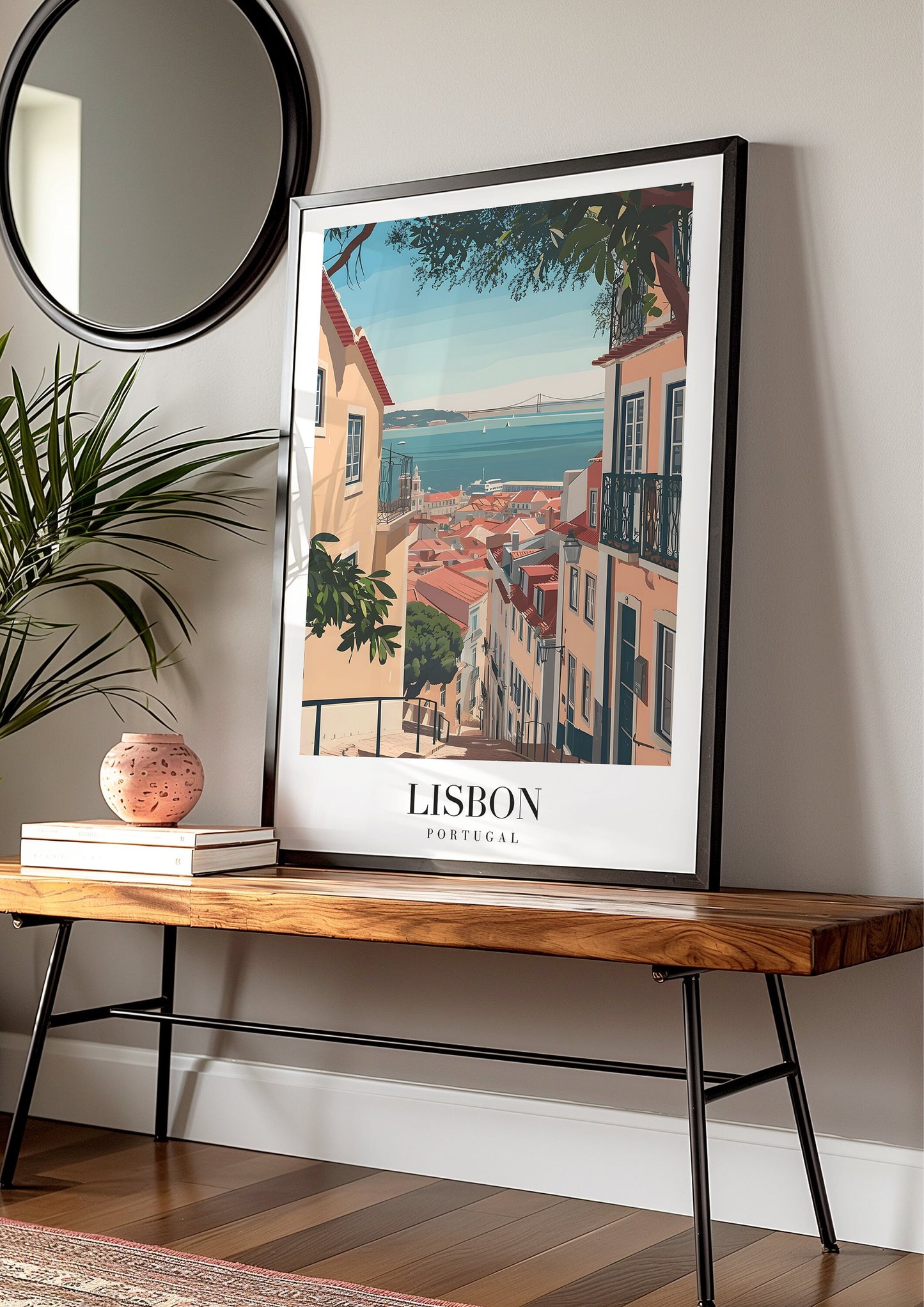 Lisbon Portugal Poster, Alfama District Wall Art, Portuguese Cityscape Print, Lisbon Travel Poster, Portugal Architecture Art, Lisbon Decor