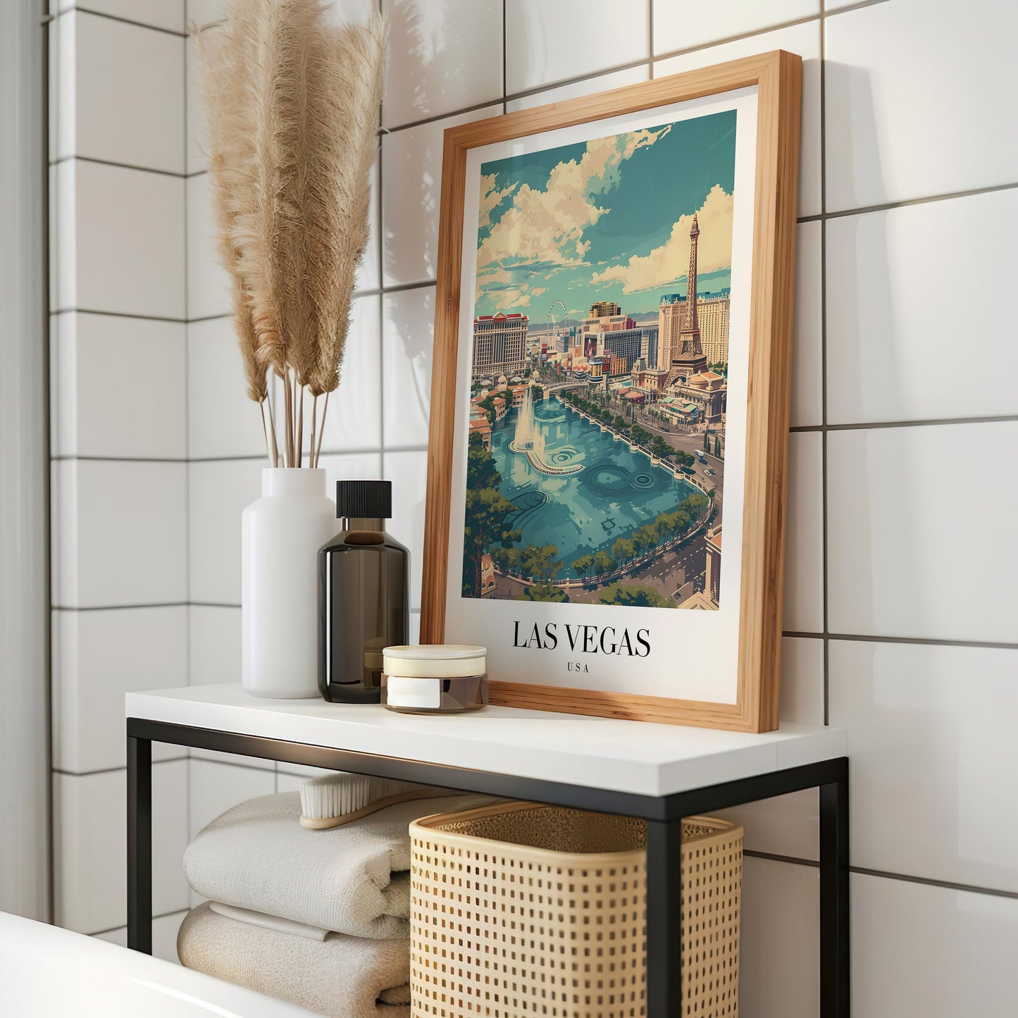 Las Vegas Poster, USA Cityscape Wall Art, Las Vegas Strip Print, Retro Travel Poster, Vegas Skyline Art, Casino City Decor, Nevada Art